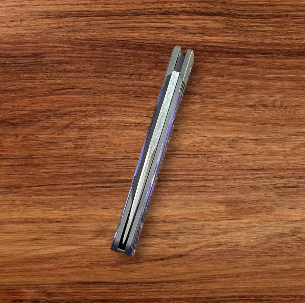 Jack Wolf Knives-Jack Wolf Knives - BENNY'S CLIP - KIRINITE COSMIC PURPLE HAND SATIN - w/ FREE Tumbler-7-Urban Cutlery