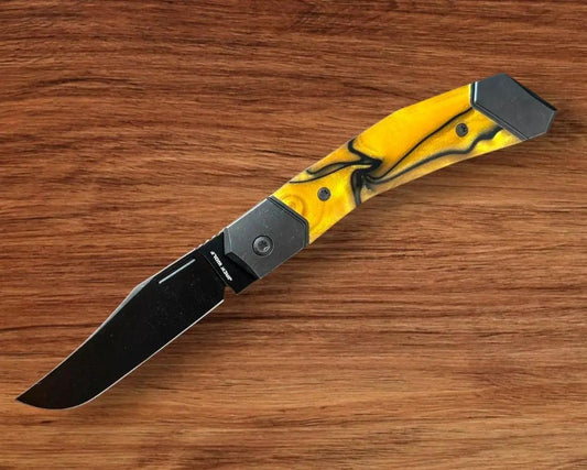 Jack Wolf Knives-Jack Wolf Knives - BIONIC JACK - KIRINITE LIQUID GOLD - w/ FREE Skiff Bearings-1-Urban Cutlery