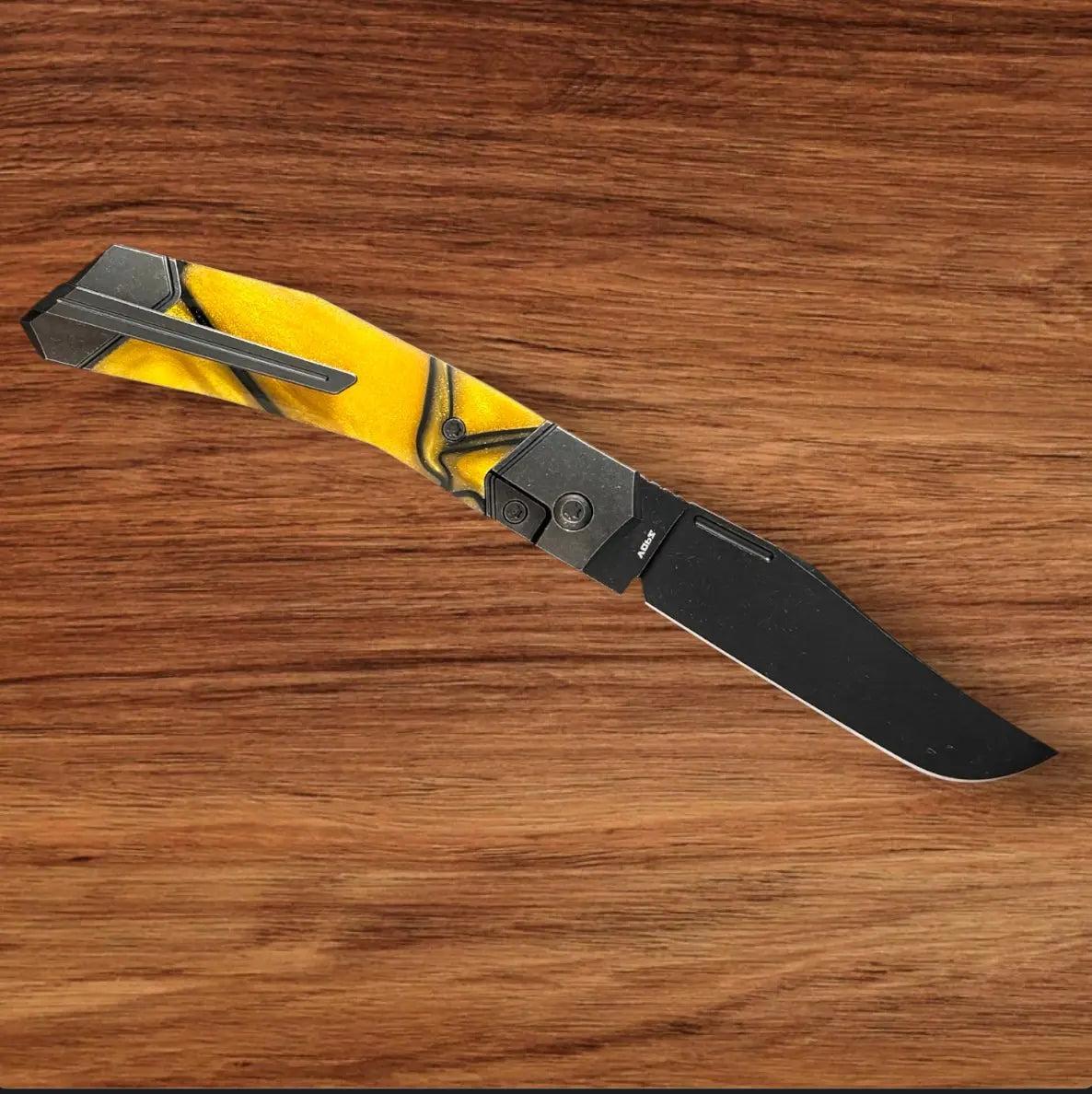 Jack Wolf Knives-Jack Wolf Knives - BIONIC JACK - KIRINITE LIQUID GOLD - w/ FREE Skiff Bearings-2-Urban Cutlery