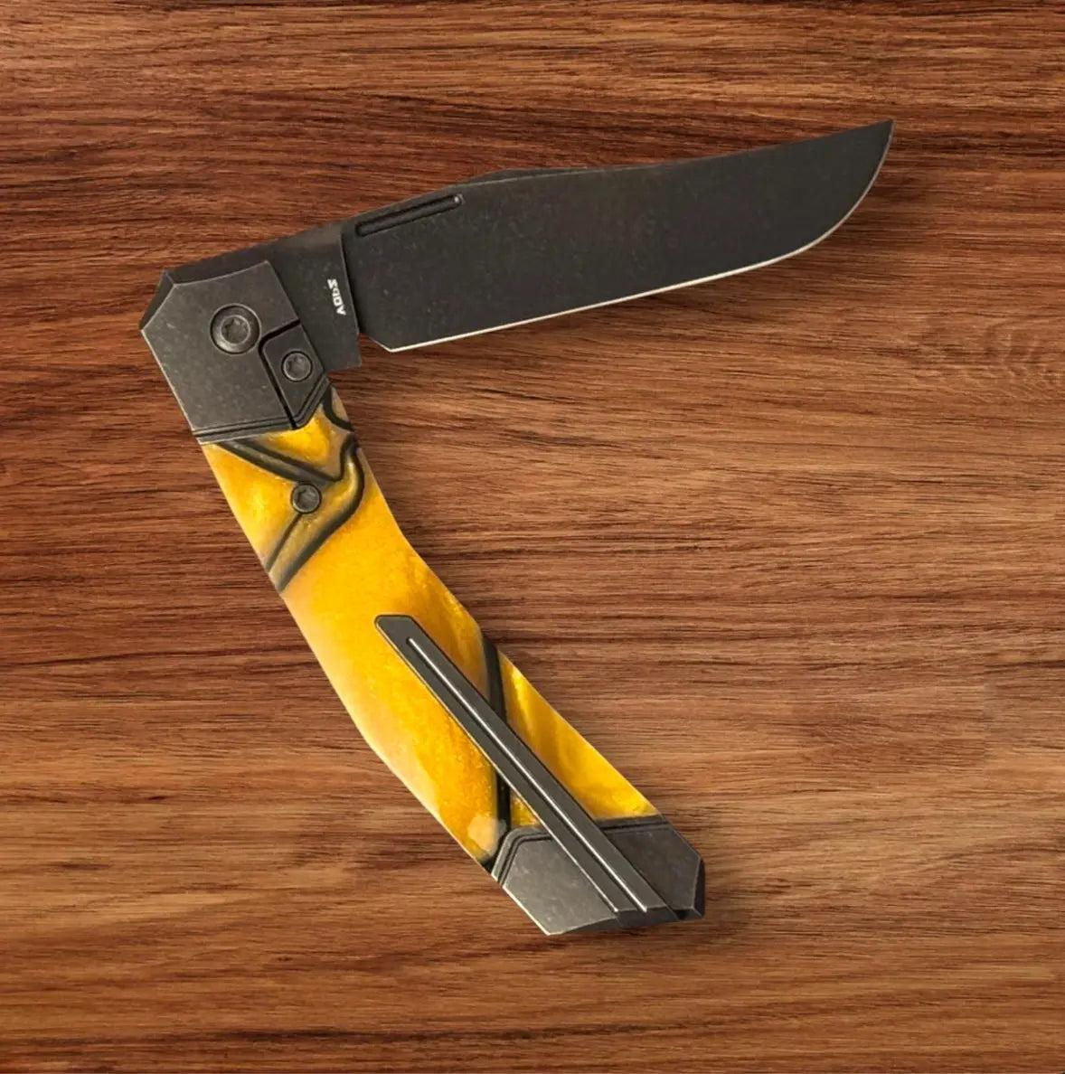 Jack Wolf Knives-Jack Wolf Knives - BIONIC JACK - KIRINITE LIQUID GOLD - w/ FREE Skiff Bearings-4-Urban Cutlery