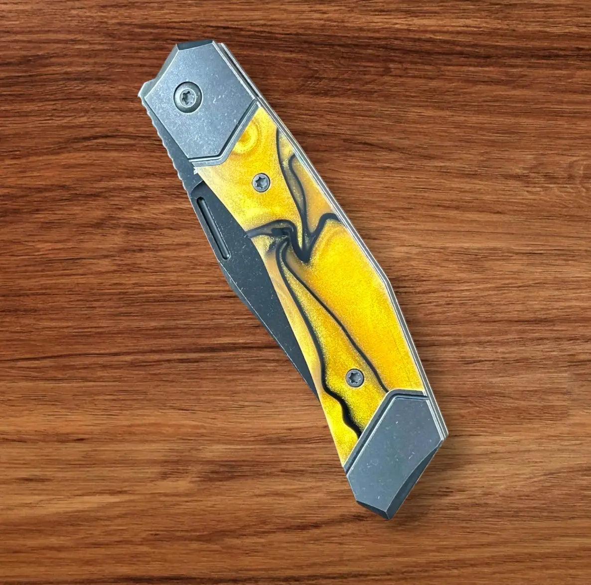 Jack Wolf Knives-Jack Wolf Knives - BIONIC JACK - KIRINITE LIQUID GOLD - w/ FREE Skiff Bearings-5-Urban Cutlery