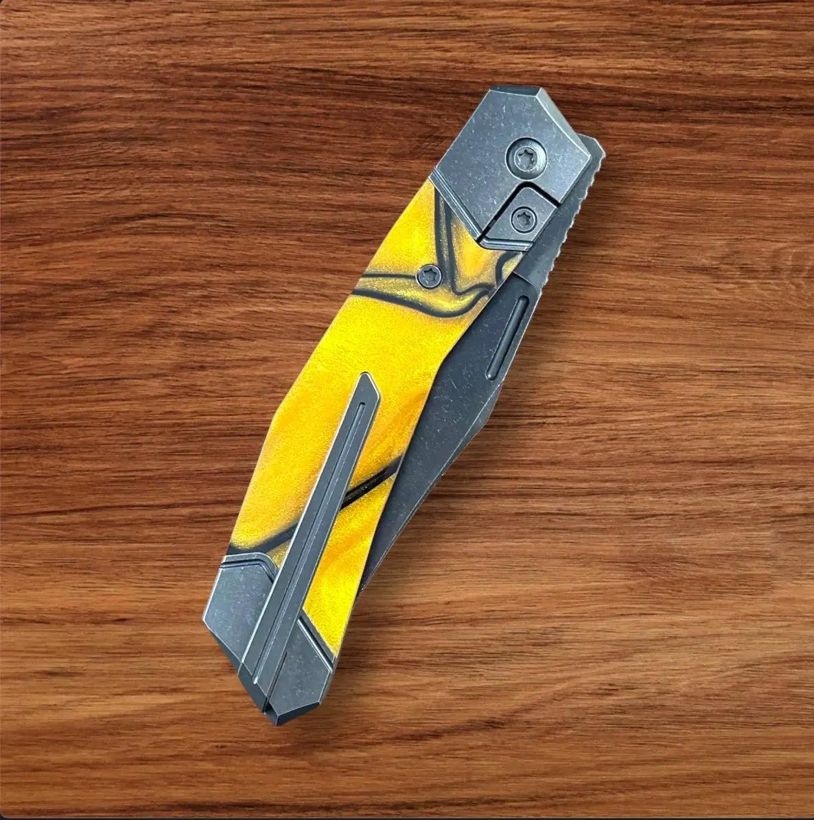 Jack Wolf Knives-Jack Wolf Knives - BIONIC JACK - KIRINITE LIQUID GOLD - w/ FREE Skiff Bearings-6-Urban Cutlery
