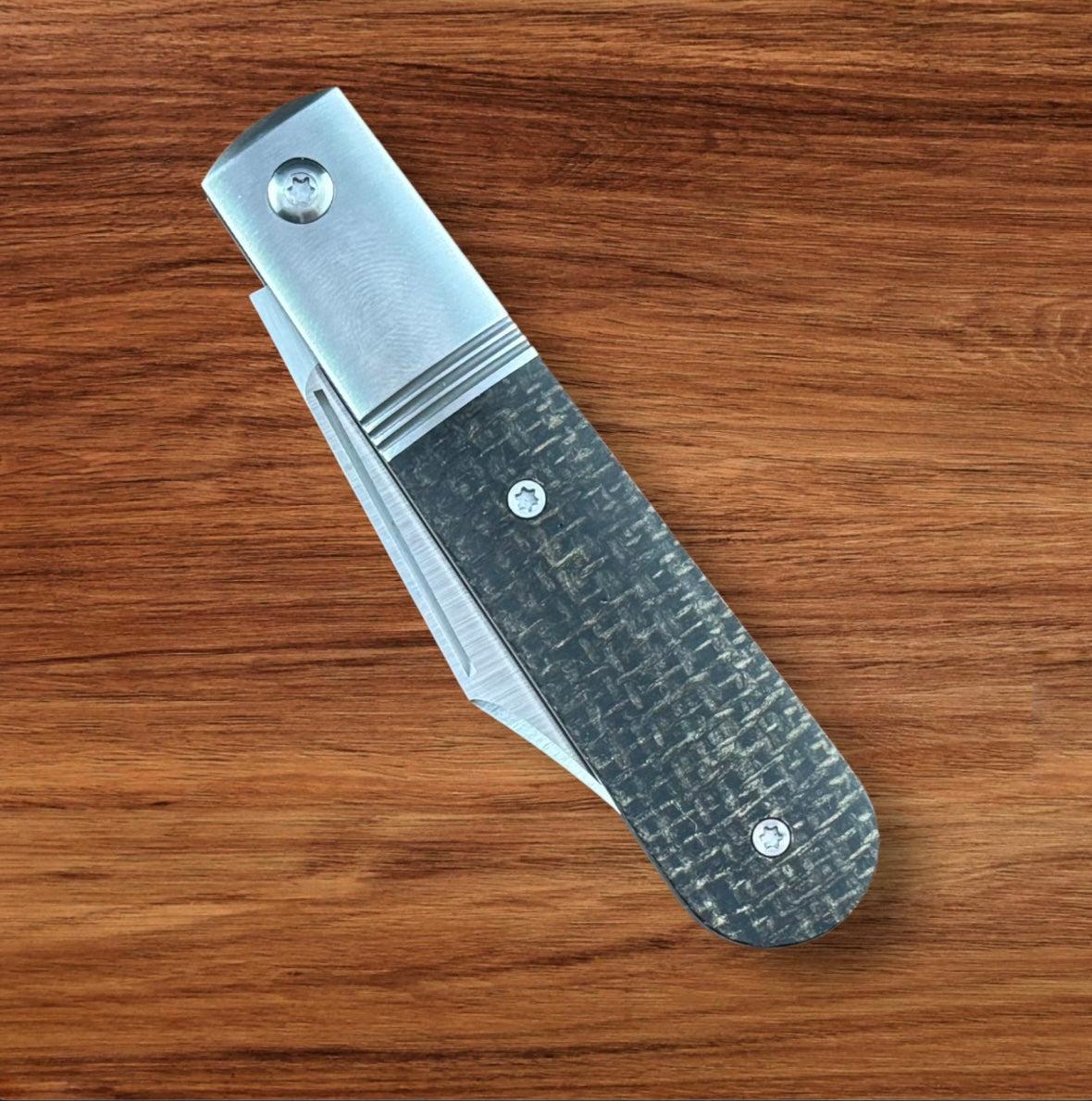 Jack Wolf Knives-Jack Wolf Knives - Big Bro Jack - BLACK BURLAP MICARTA - w/ FREE Steel Bottle-5-Urban Cutlery