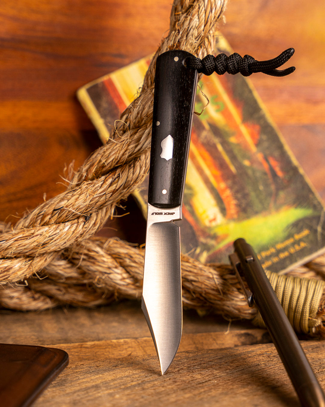 Jack Wolf Knives-Jack Wolf Knives GATEWAY FIXedc - EBONY WOOD-3-Urban Cutlery