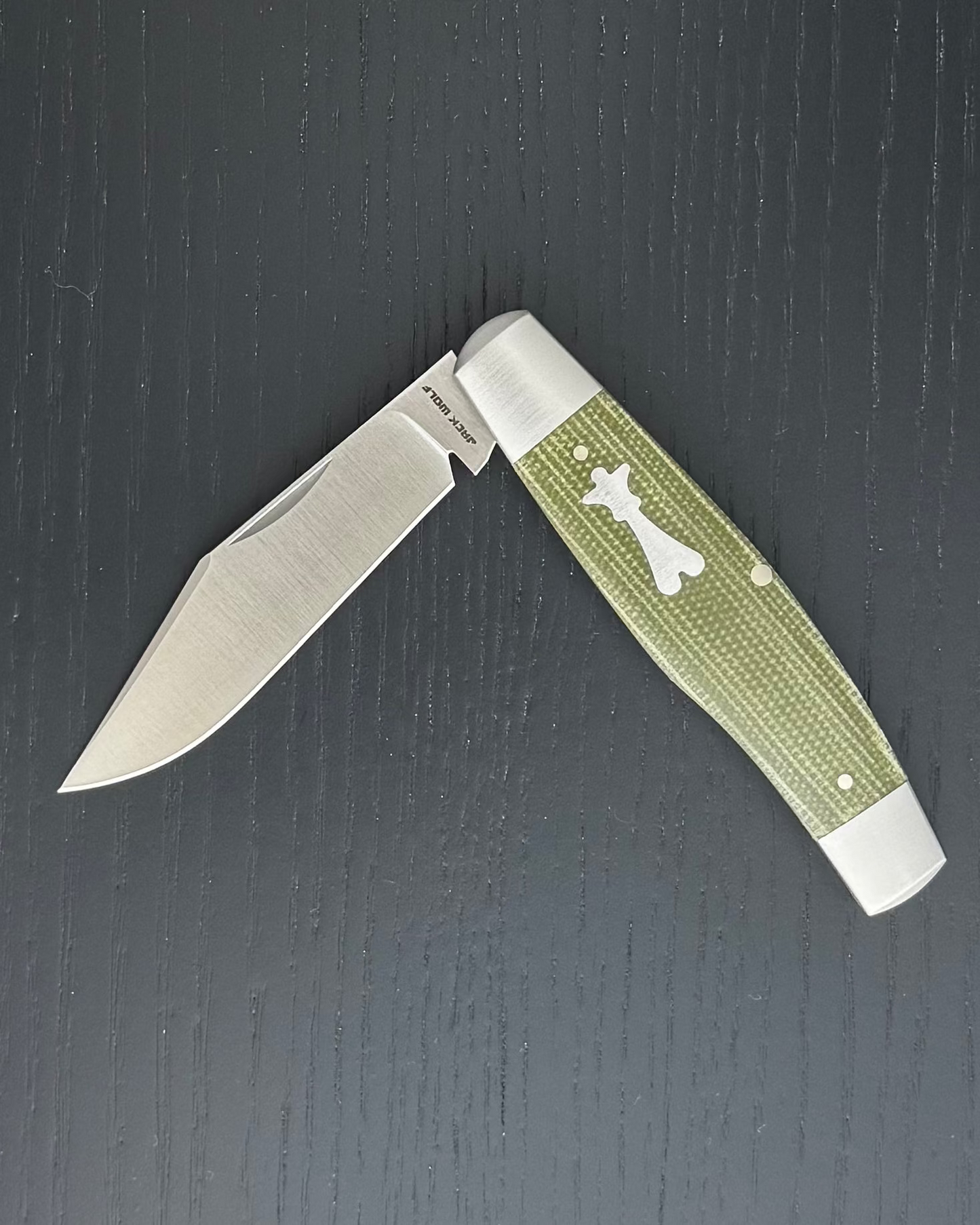 Jack Wolf Knives-Jack Wolf Knives GATEWAY STOCKMAN - GREEN CANVAS MICARTA-3-Urban Cutlery