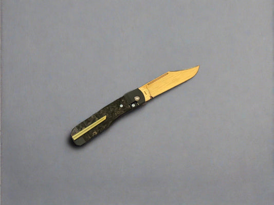 Jack Wolf Knives-Jack Wolf Knives - GUNSLINGER JACK - FAT CARBON DARK MATTER GOLD - 18K GOLD CUSTOM-1-Urban Cutlery