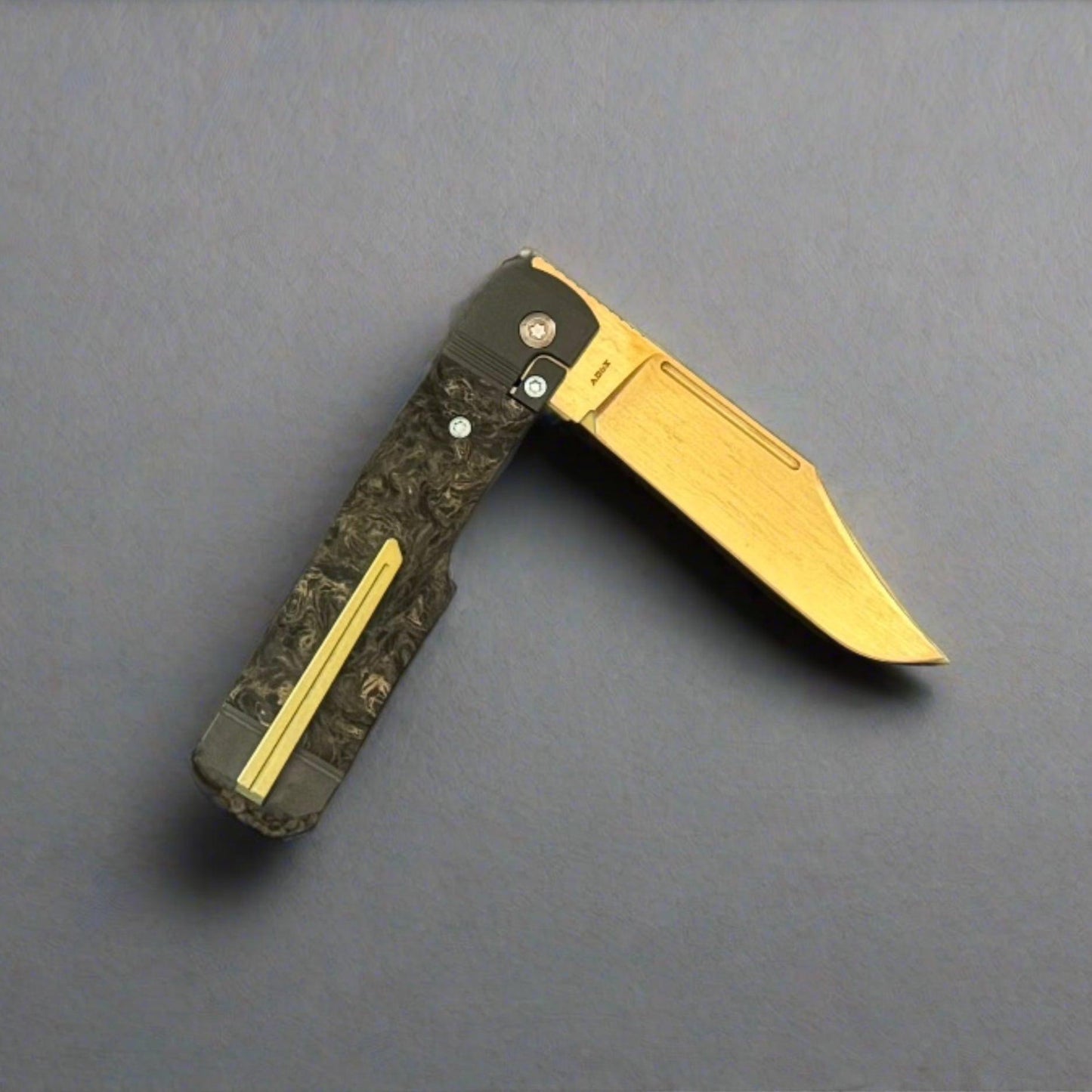 Jack Wolf Knives-Jack Wolf Knives - GUNSLINGER JACK - FAT CARBON DARK MATTER GOLD - 18K GOLD CUSTOM-3-Urban Cutlery
