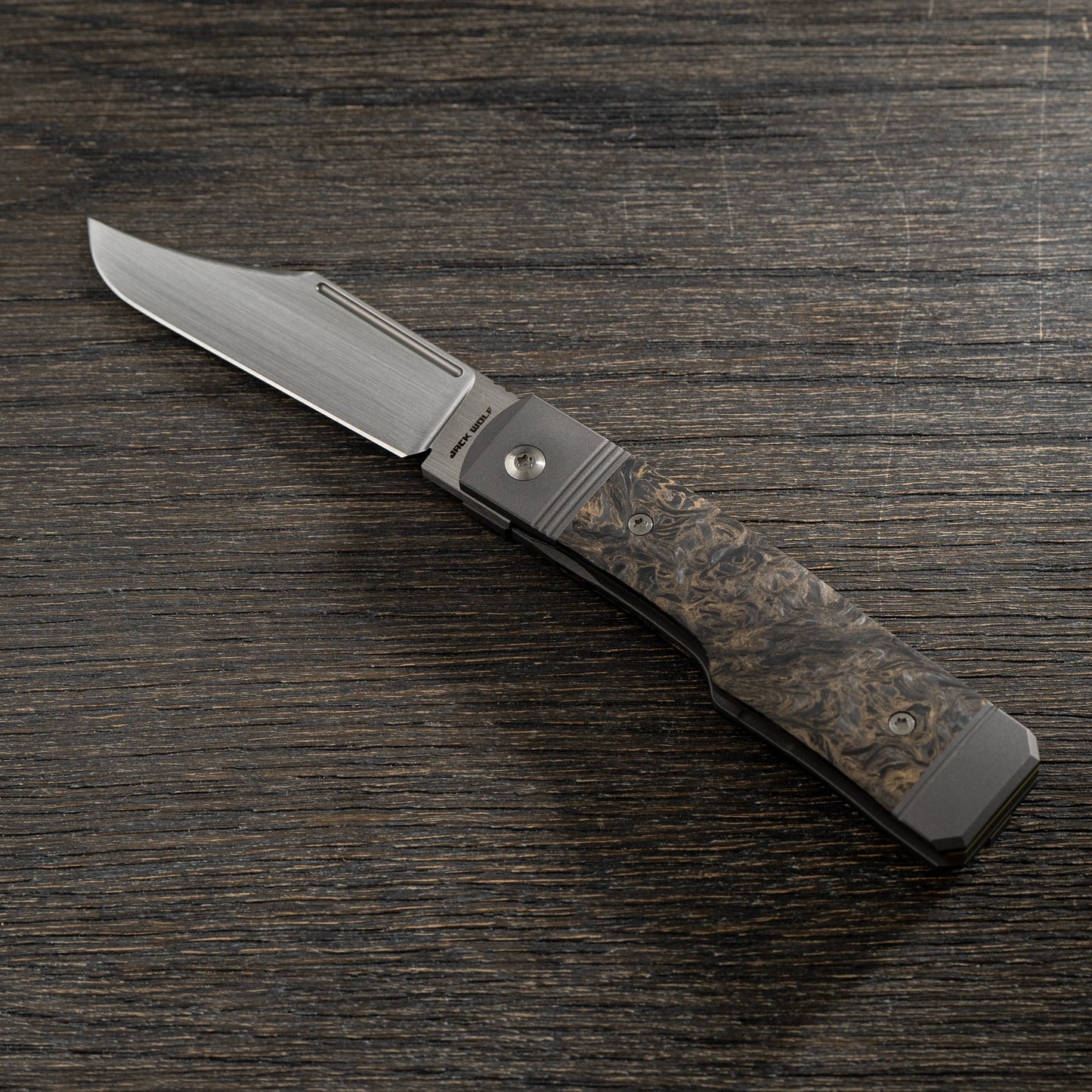 Jack Wolf Knives-Jack Wolf Knives - GUNSLINGER JACK - FAT CARBON DARK MATTER GOLD HAND SATIN-1-Urban Cutlery