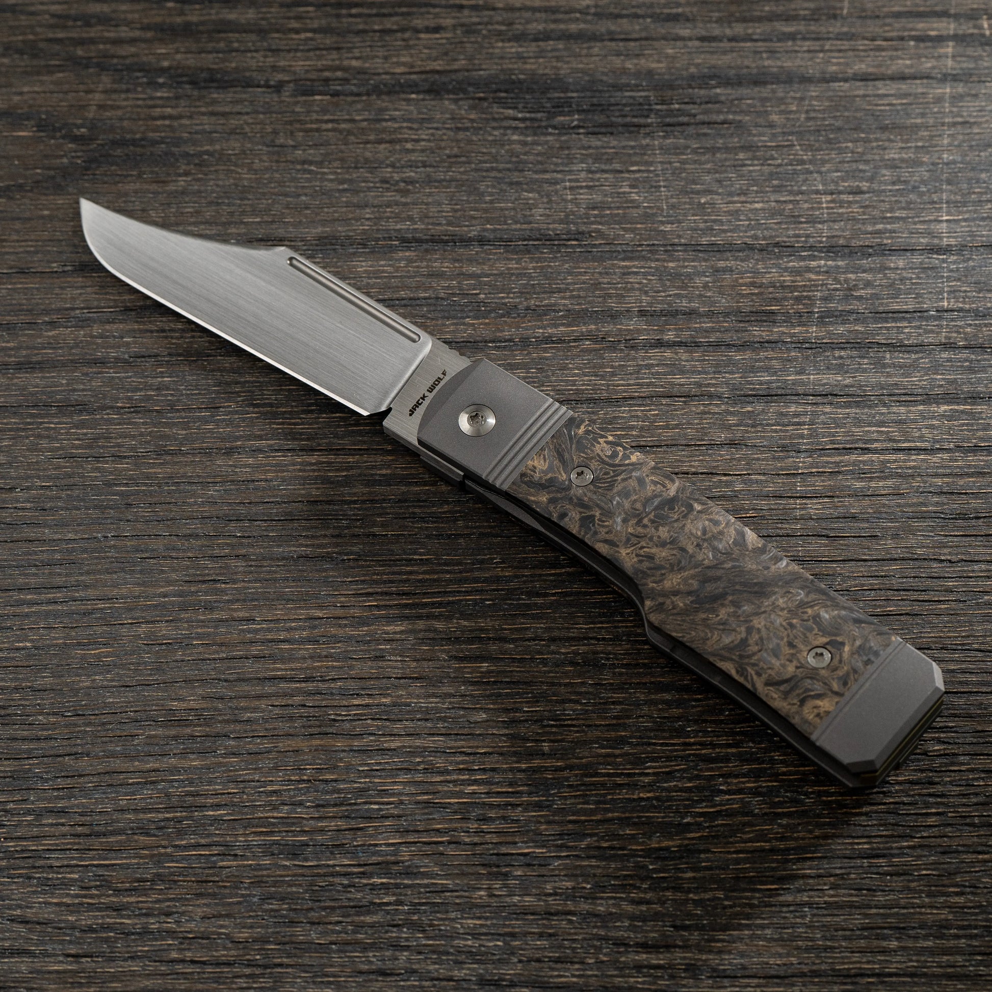 Jack Wolf Knives-Jack Wolf Knives - GUNSLINGER JACK - FAT CARBON DARK MATTER GOLD HAND SATIN-1-Urban Cutlery