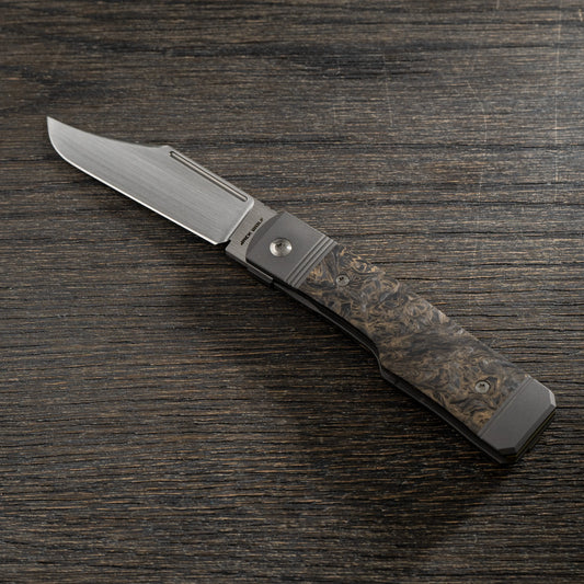 Jack Wolf Knives-Jack Wolf Knives - GUNSLINGER JACK - FAT CARBON DARK MATTER GOLD HAND SATIN-1-Urban Cutlery