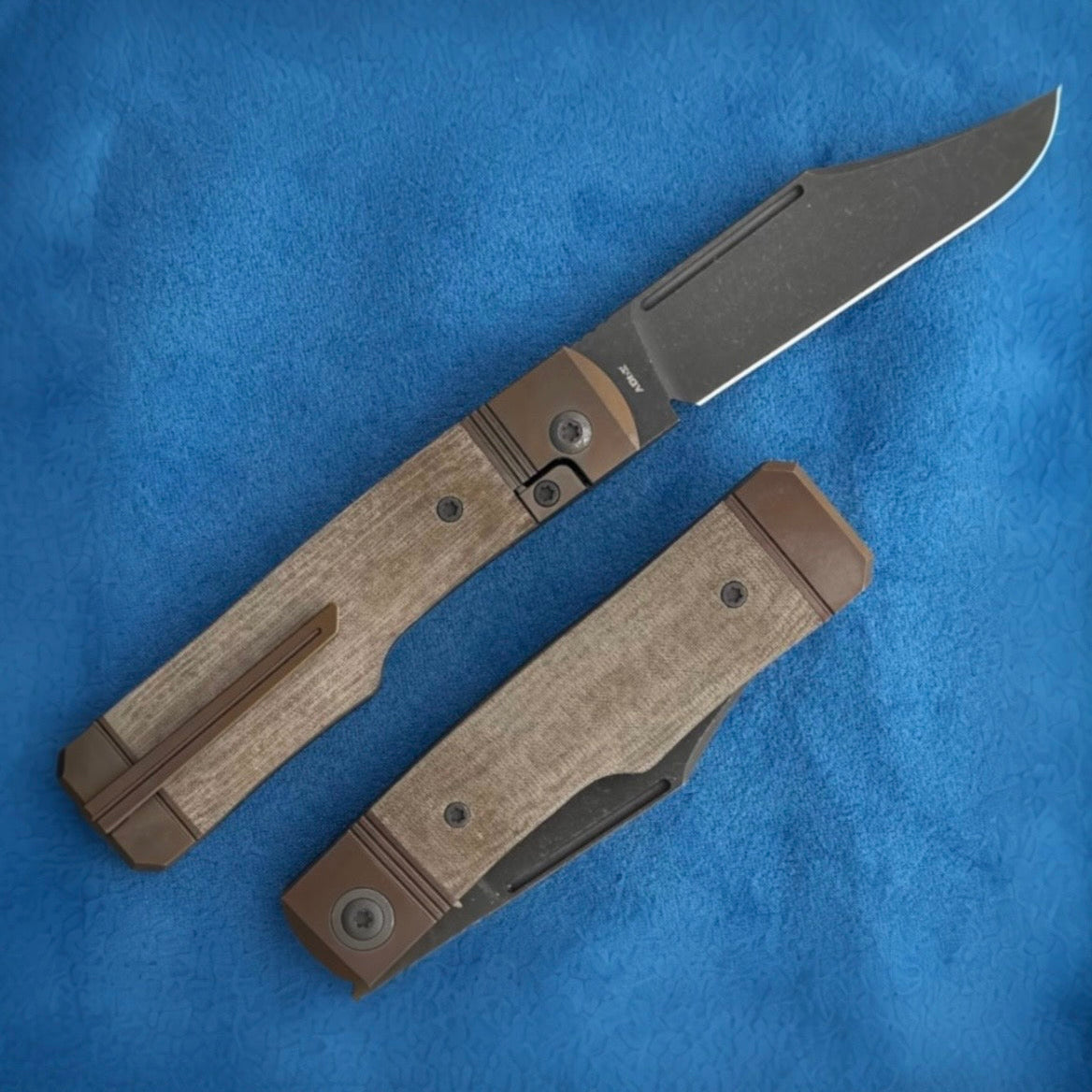 Jack Wolf Knives-Jack Wolf Knives - GUNSLINGER JACK - GREEN LINEN MICARTA-4-Urban Cutlery