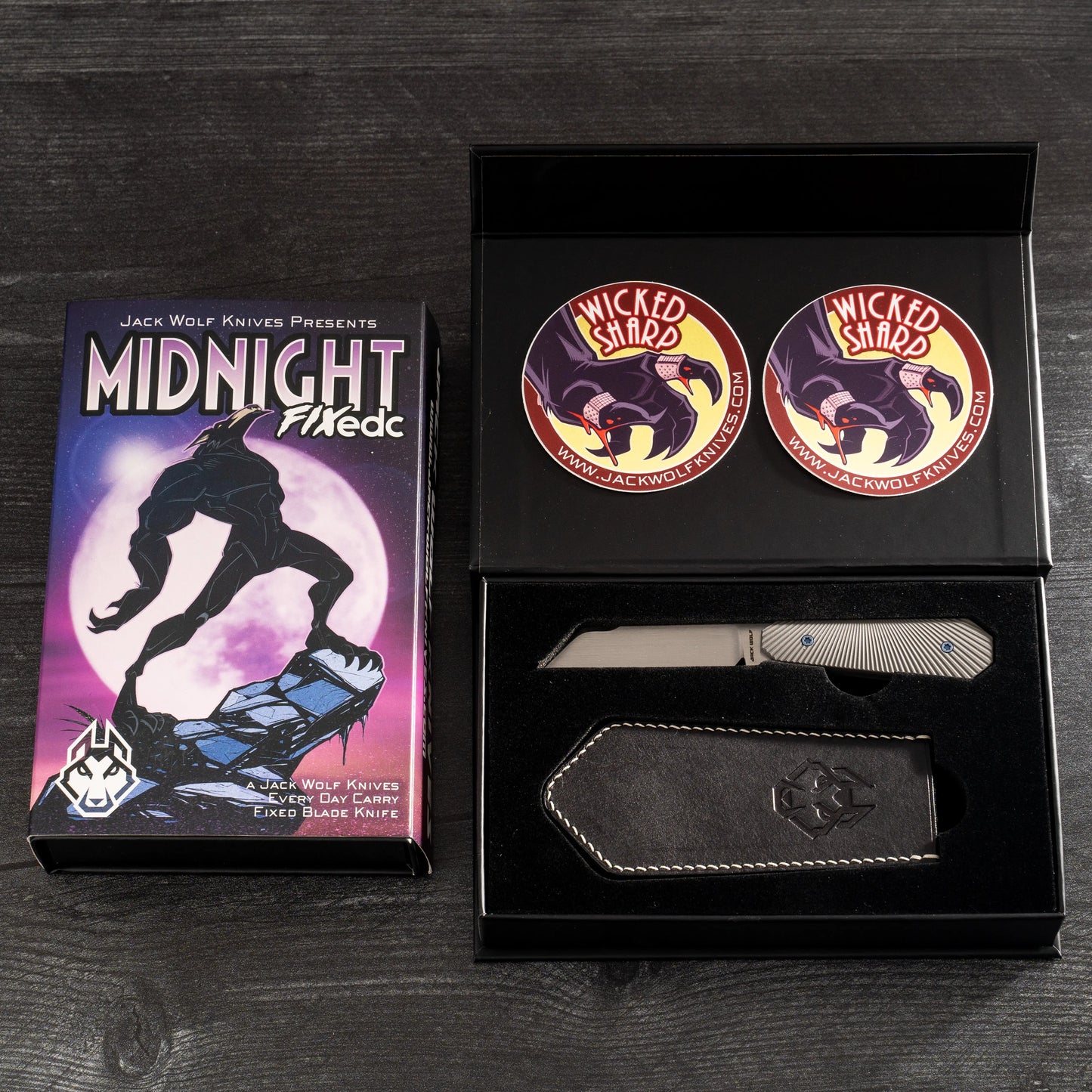 Jack Wolf Knives-Jack Wolf Knives - MIDNIGHT FIXedc - TITANIUM STARBURST HAND SATIN-6-Urban Cutlery