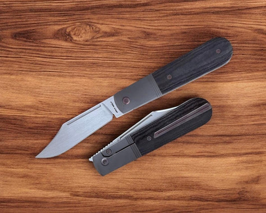 Jack Wolf Knives-Jack Wolf Knives - PRIMO JACK - BLACK LINEN MICARTA HAND SATIN-1-Urban Cutlery