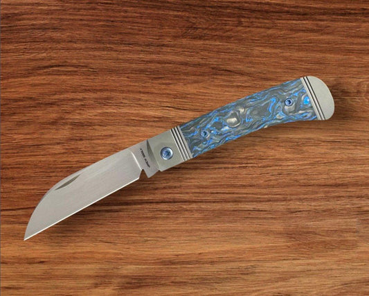 Jack Wolf Knives-Jack Wolf Knives - VENOM JACK - BLUE MARBLE CARBON FIBER HAND SATIN - w/ FREE Tumbler-1-Urban Cutlery