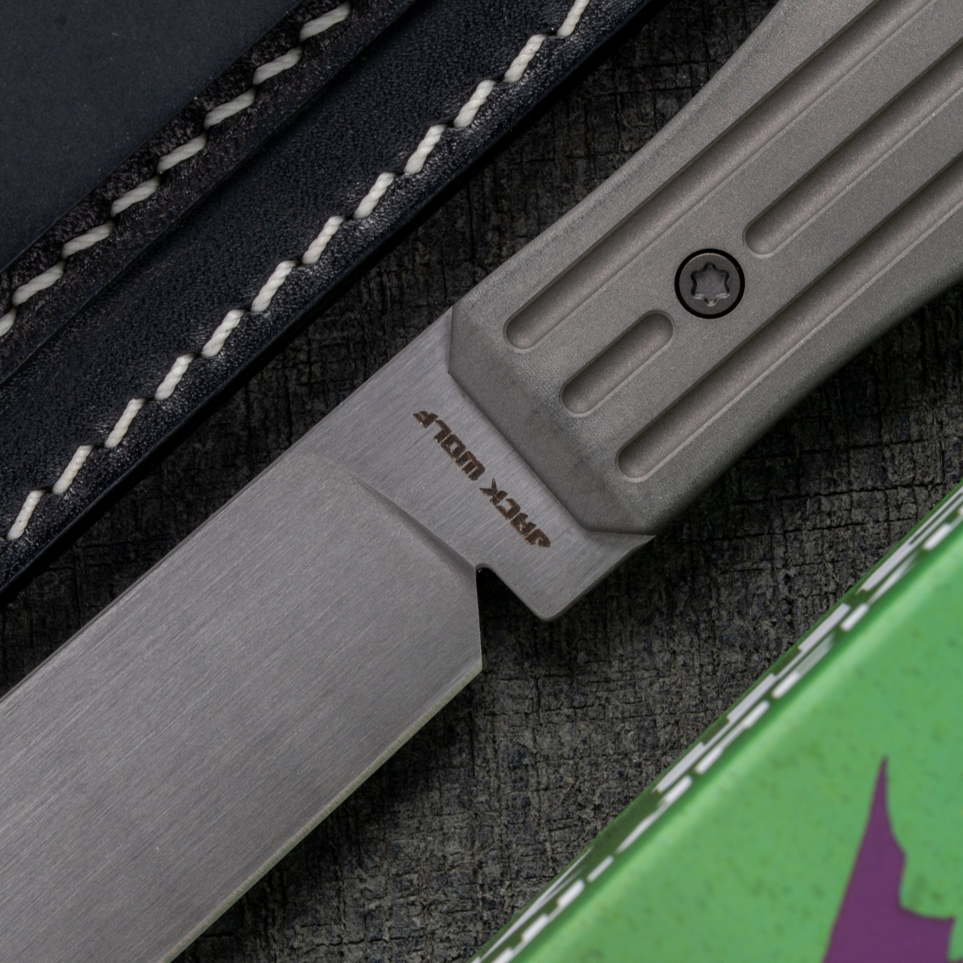 Jack Wolf Knives-Jack Wolf Knives - Vampire FIXedc - TITANIUM FLUTED - w/ FREE Flask-2-Urban Cutlery