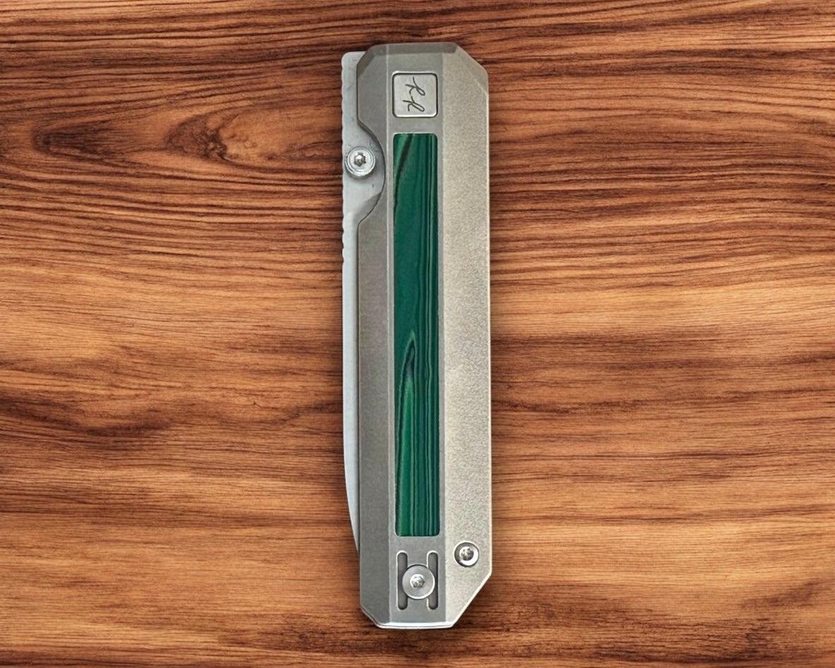 Knife Standards-Knife Standards RR3 - Orange Peel w/ Emerald Crazy Fiber Inlay Handle - Belt Satin Vanax SuperClean Blade - Milled Pocket Clip-4-Urban Cutlery