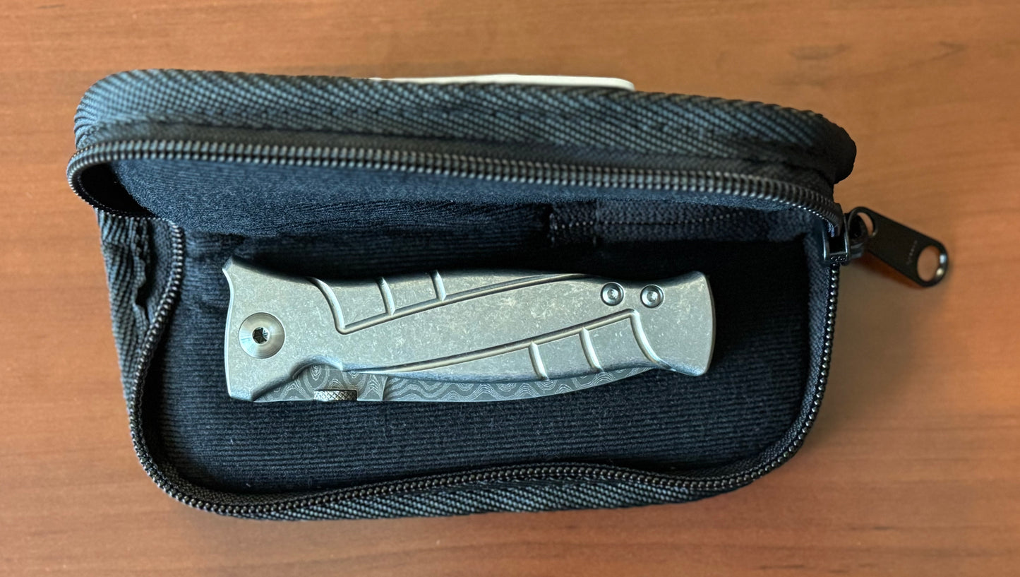 Les George Knives-Les George Knives MK3 - Damascus Blade - Sweep Stonewash Titanium Handle-6-Urban Cutlery