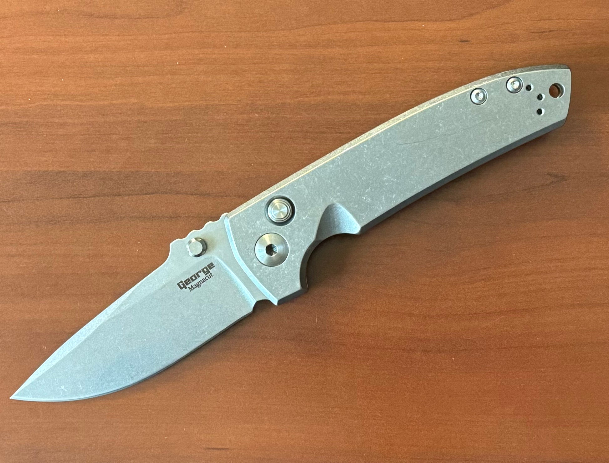 Les George Knives-Les George Knives VECP - Button Lock - Stonewashed Handle & Blade-1-Urban Cutlery