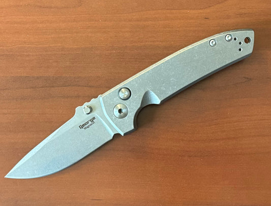 Les George Knives-Les George Knives VECP - Button Lock - Stonewashed Handle & Blade-1-Urban Cutlery