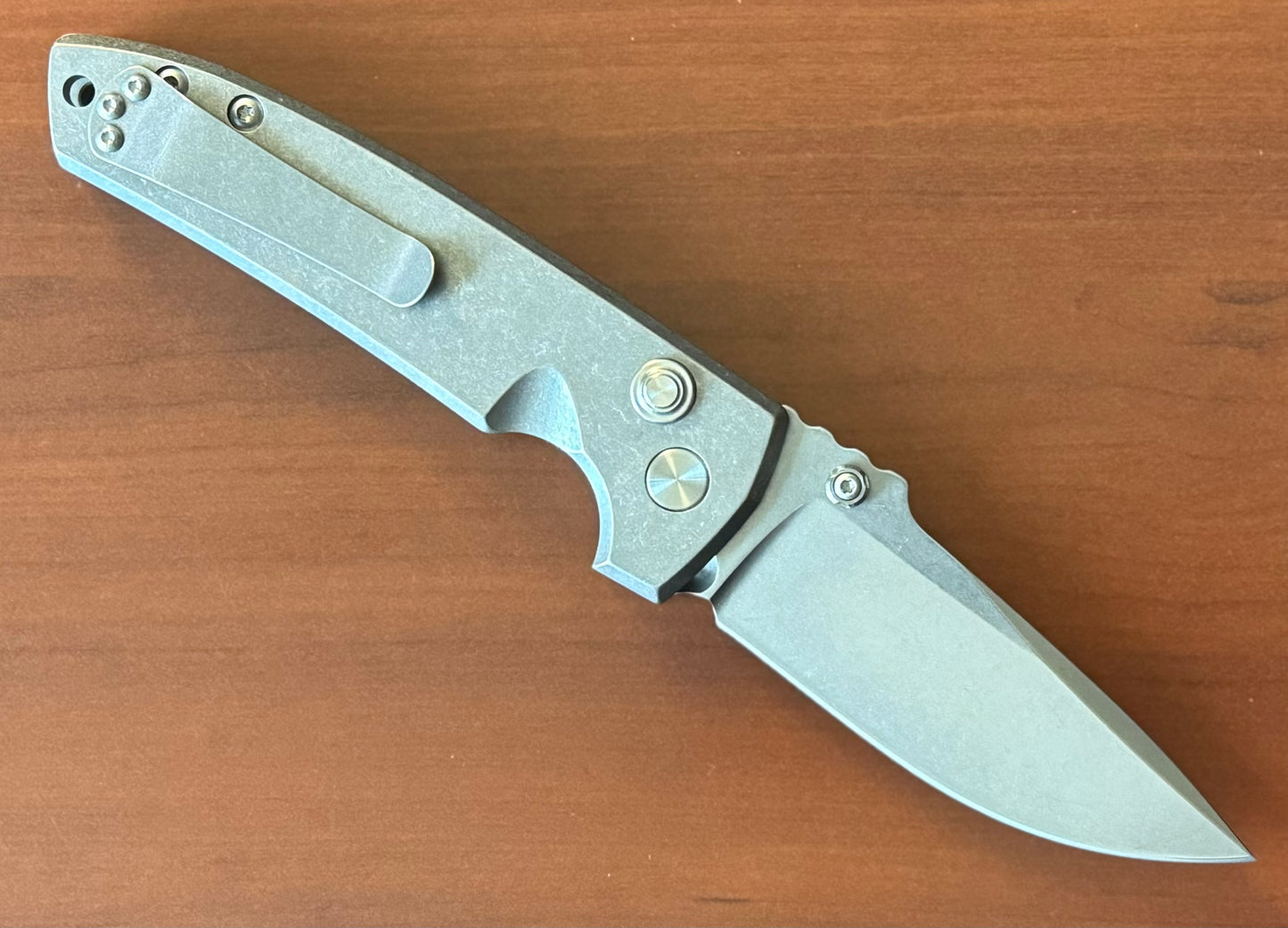 Les George Knives-Les George Knives VECP - Button Lock - Stonewashed Handle & Blade-2-Urban Cutlery