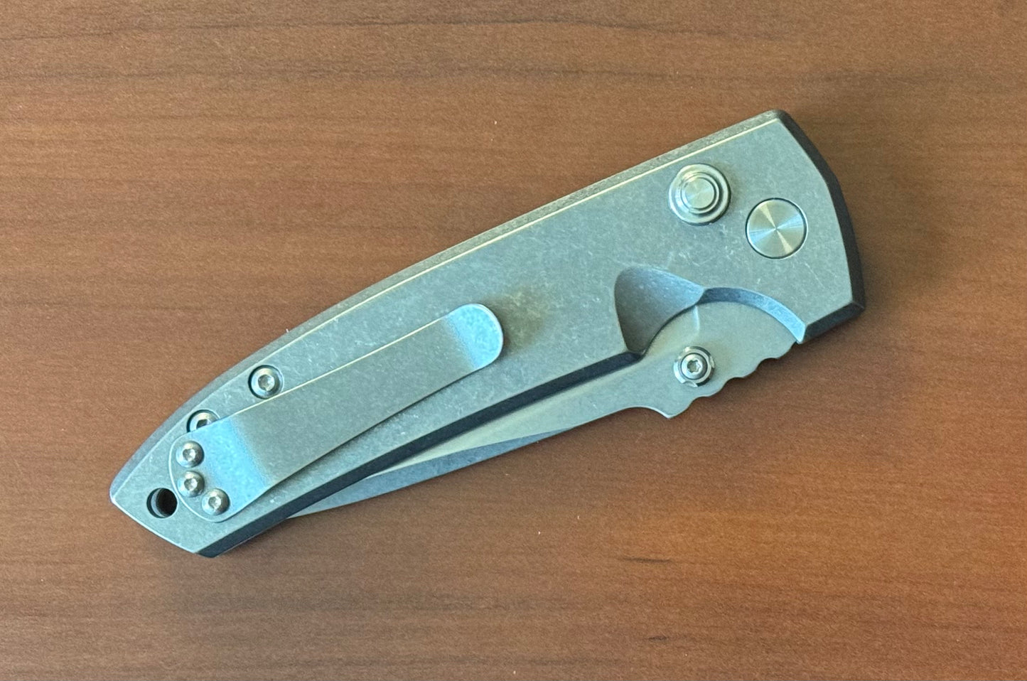 Les George Knives-Les George Knives VECP - Button Lock - Stonewashed Handle & Blade-4-Urban Cutlery