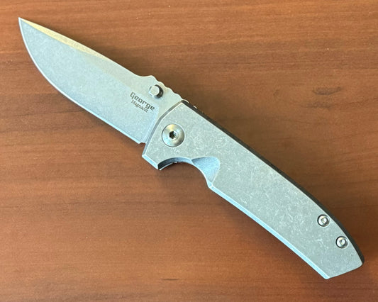Les George Knives-Les George Knives VECP - Frame Lock - Stonewashed Handle & Blade-1-Urban Cutlery
