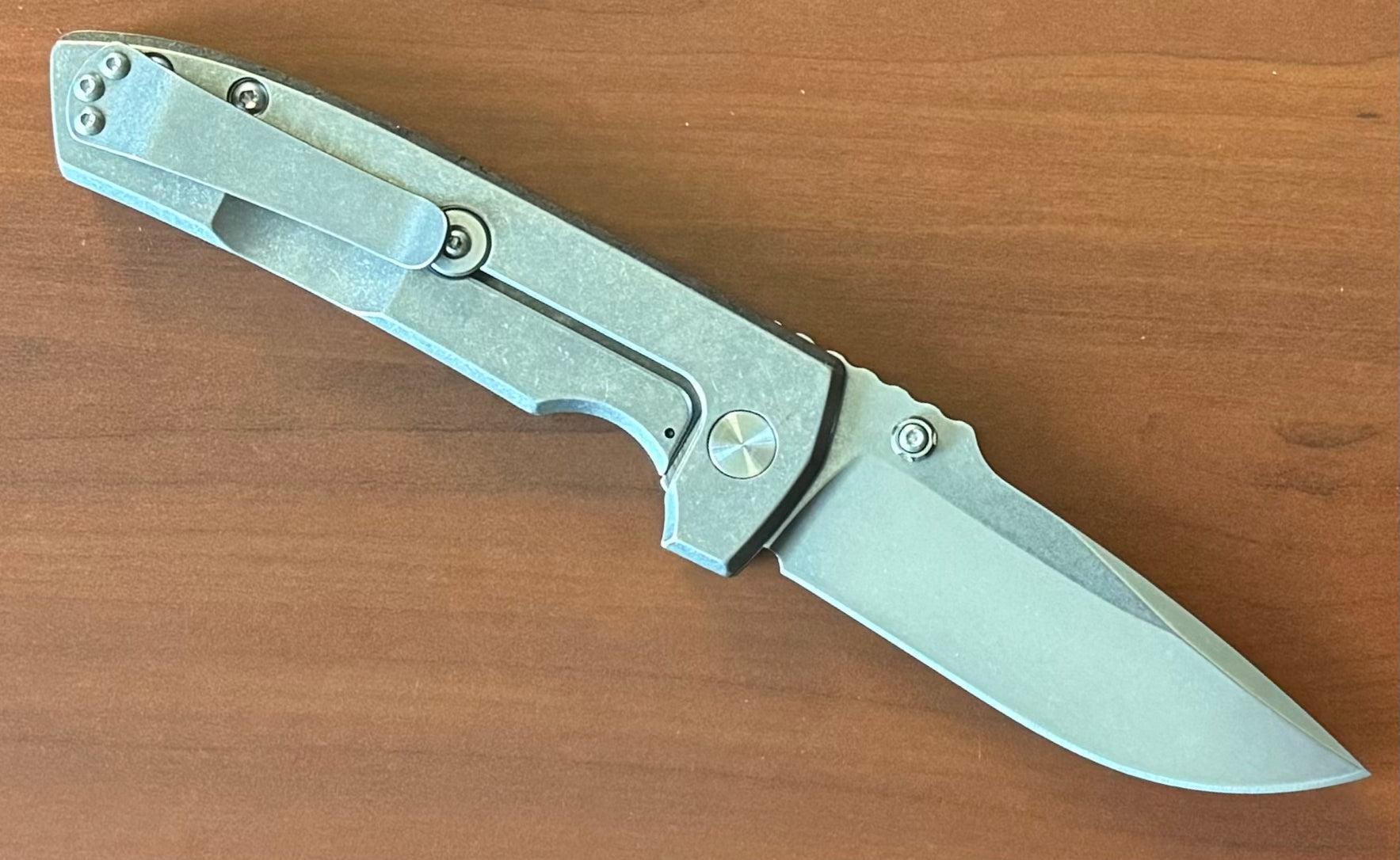 Les George Knives-Les George Knives VECP - Frame Lock - Stonewashed Handle & Blade-2-Urban Cutlery