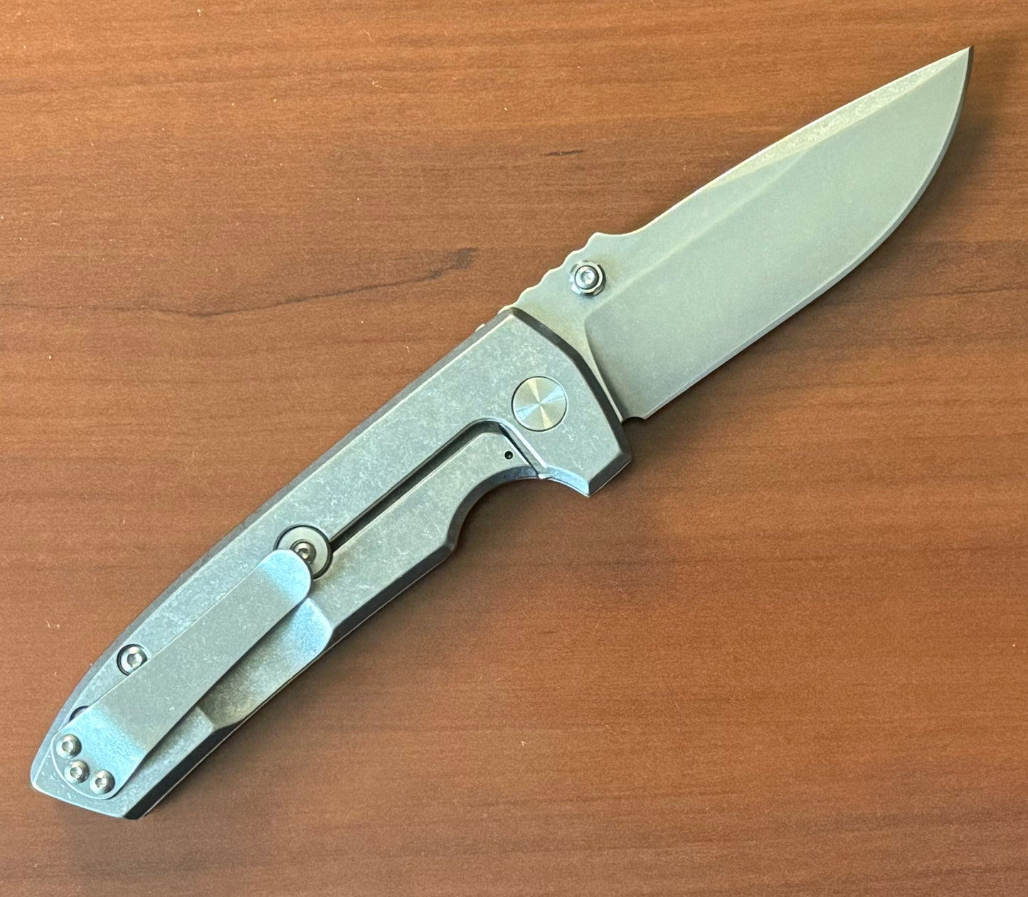Les George Knives-Les George Knives VECP - Frame Lock - Stonewashed Handle & Blade-3-Urban Cutlery