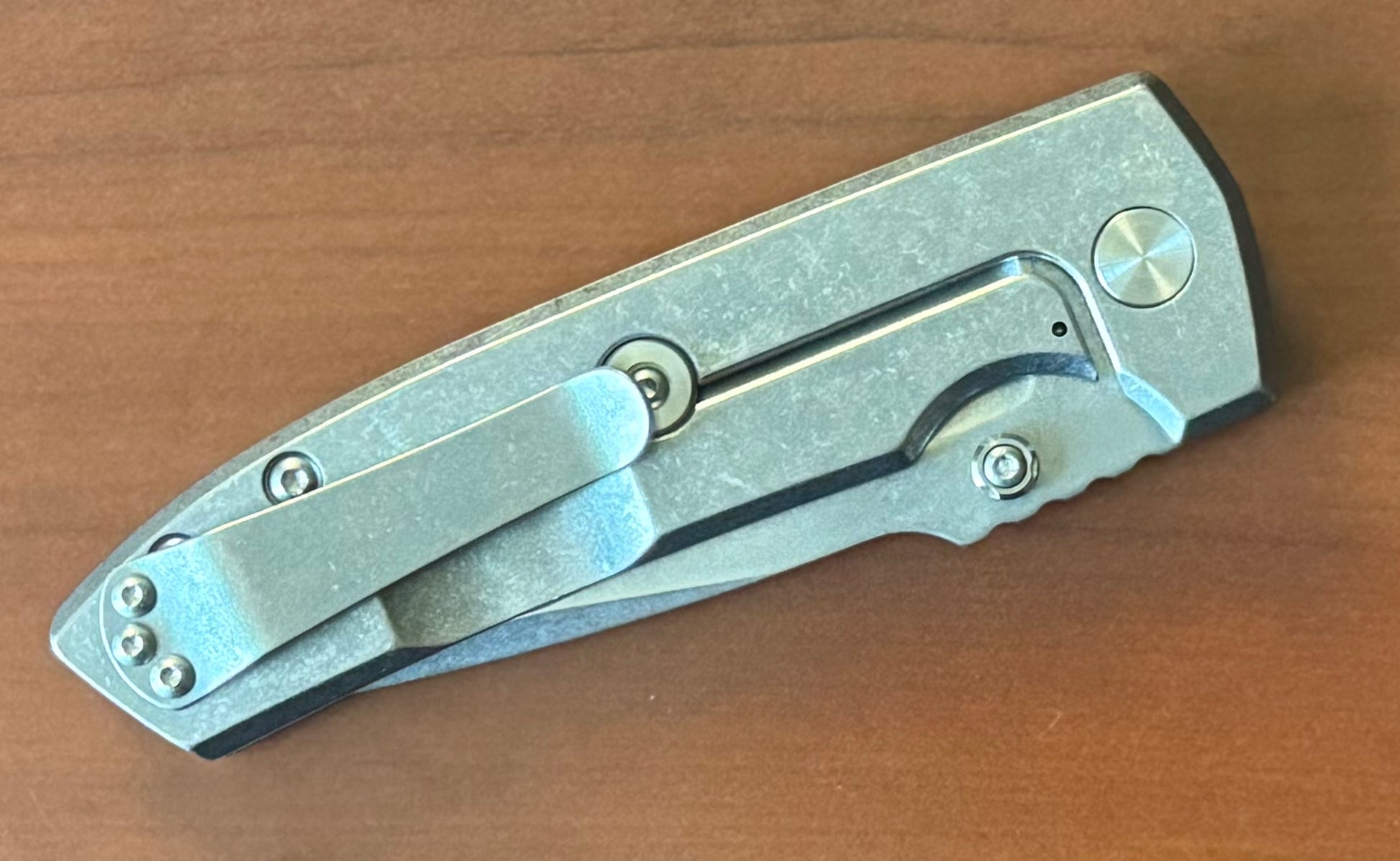 Les George Knives-Les George Knives VECP - Frame Lock - Stonewashed Handle & Blade-5-Urban Cutlery