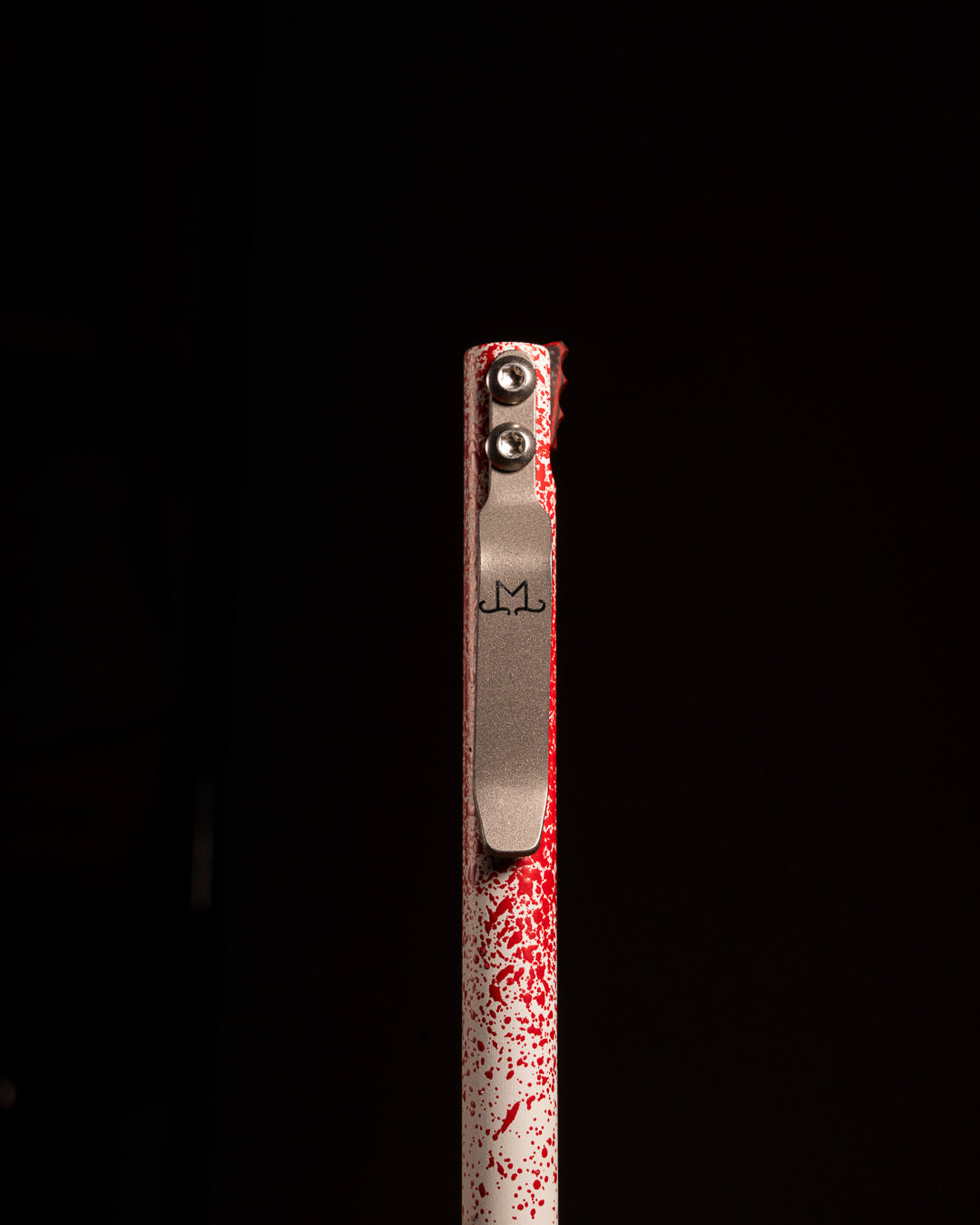 Maverick Customs Flipper Universal Pen - White/Red Splatter Cerakote Aluminum - Camo G10 Flipper