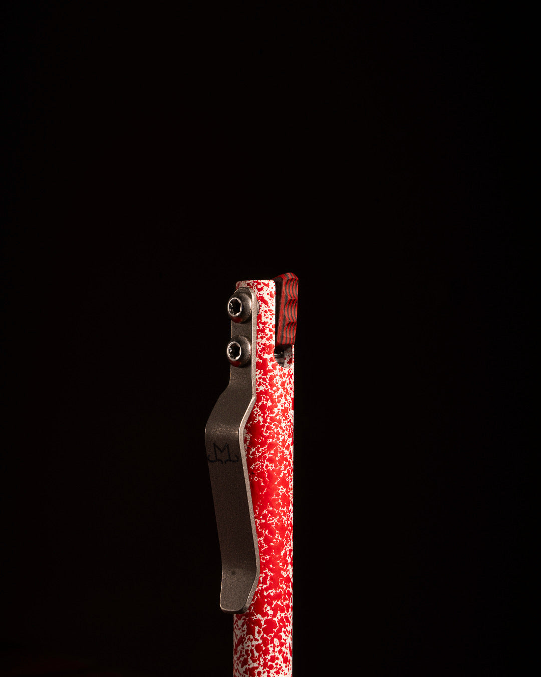 Maverick Customs Flipper Universal Pen - White/Red Splatter Cerakote Aluminum - Camo G10 Flipper