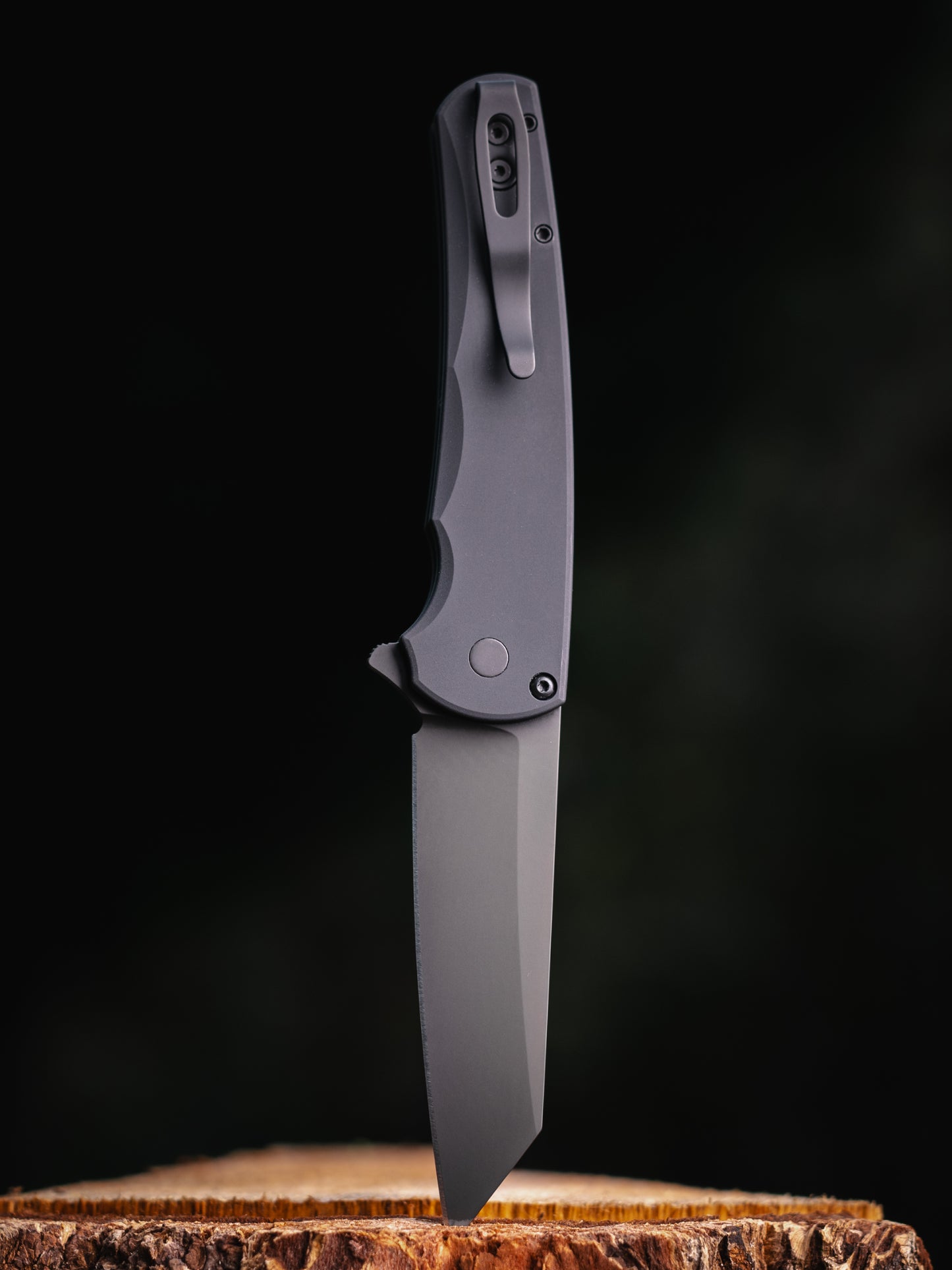 Pro-Tech 5403 Malibu - Smooth Black Handle - DLC Black Reverse Tanto Magnacut Blade - DLC Black Mini Deep Carry Clip