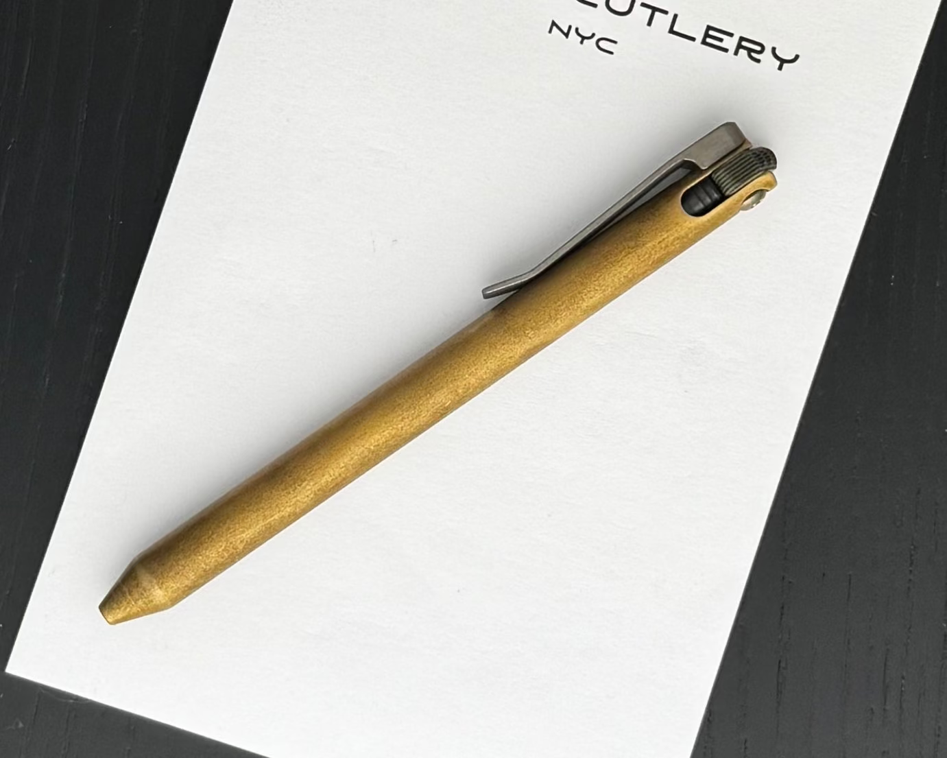 Maverick Customs-Maverick Customs Flipper Universal Pen - Brass - G10 Flipper-2-Urban Cutlery
