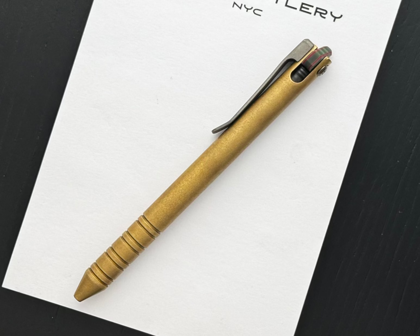 Maverick Customs-Maverick Customs Flipper Universal Pen - Brass Ringed - G10 Flipper-1-Urban Cutlery
