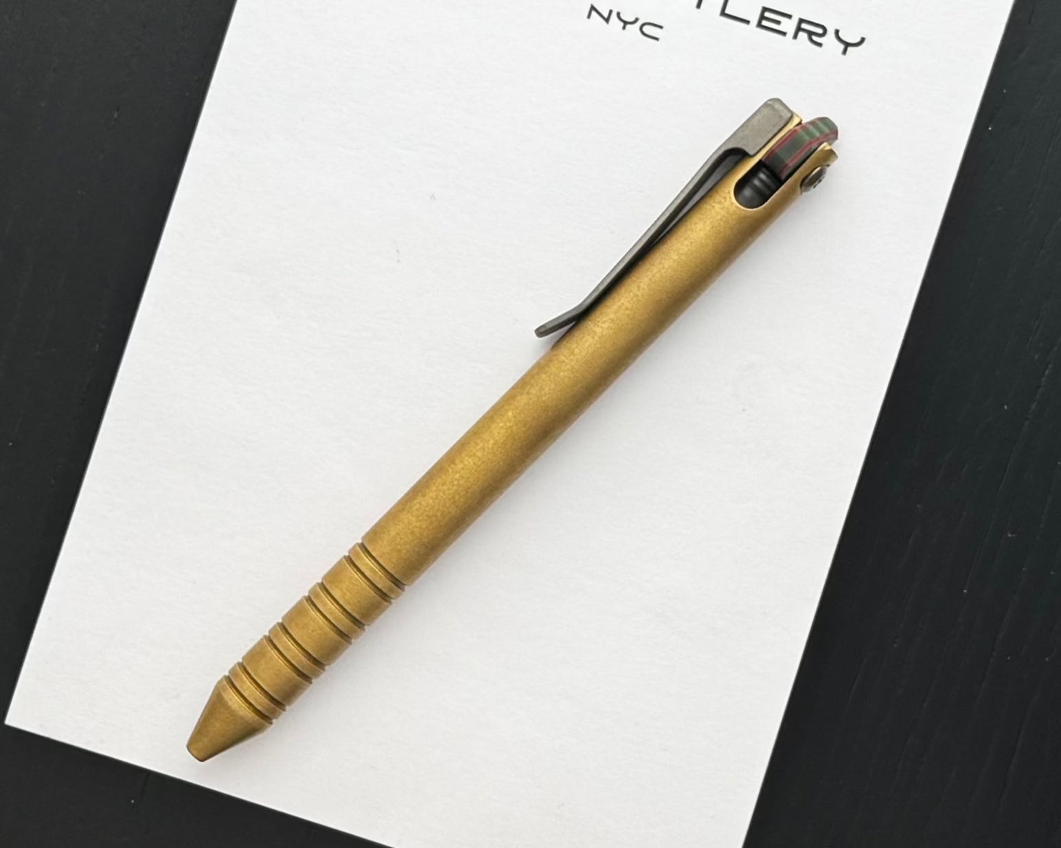 Maverick Customs-Maverick Customs Flipper Universal Pen - Brass Ringed - G10 Flipper-1-Urban Cutlery