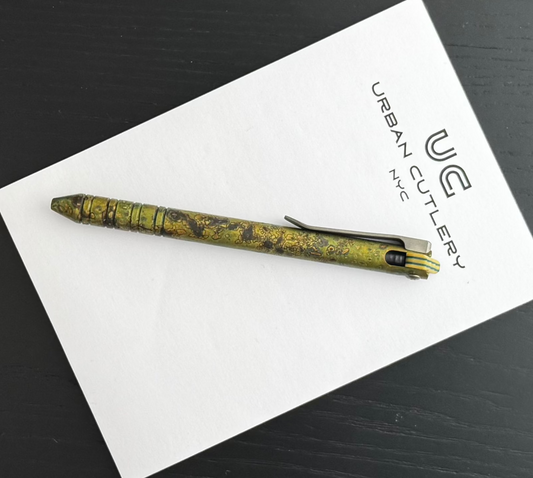 Maverick Customs-Maverick Customs Flipper Universal Pen - Ringed Shipwrecked Brass - G10 Flipper-1-Urban Cutlery