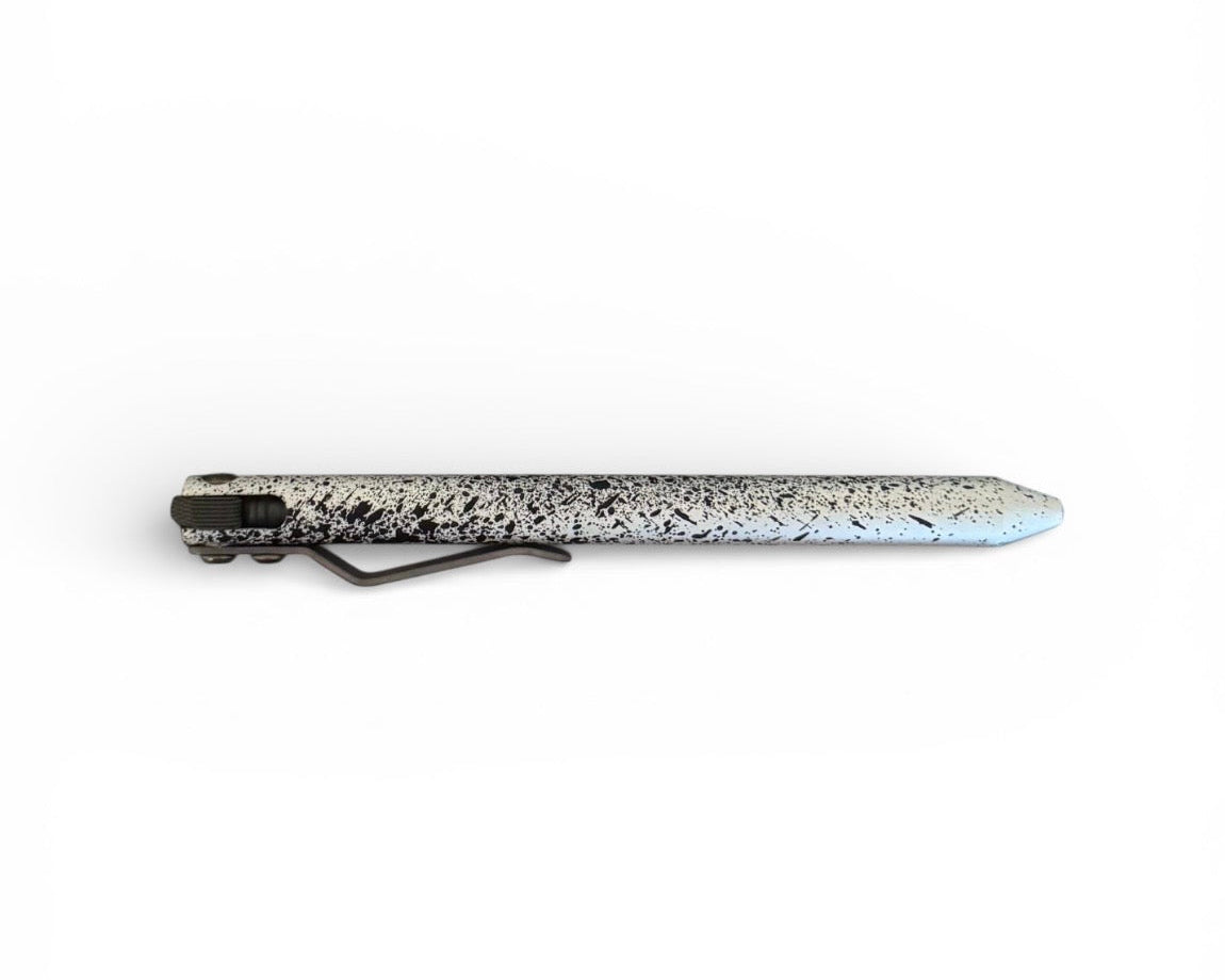 Maverick Customs-Maverick Customs Flipper Universal Pen - White/Black Splatter Aluminum - Black/White G10 Flipper-1-Urban Cutlery