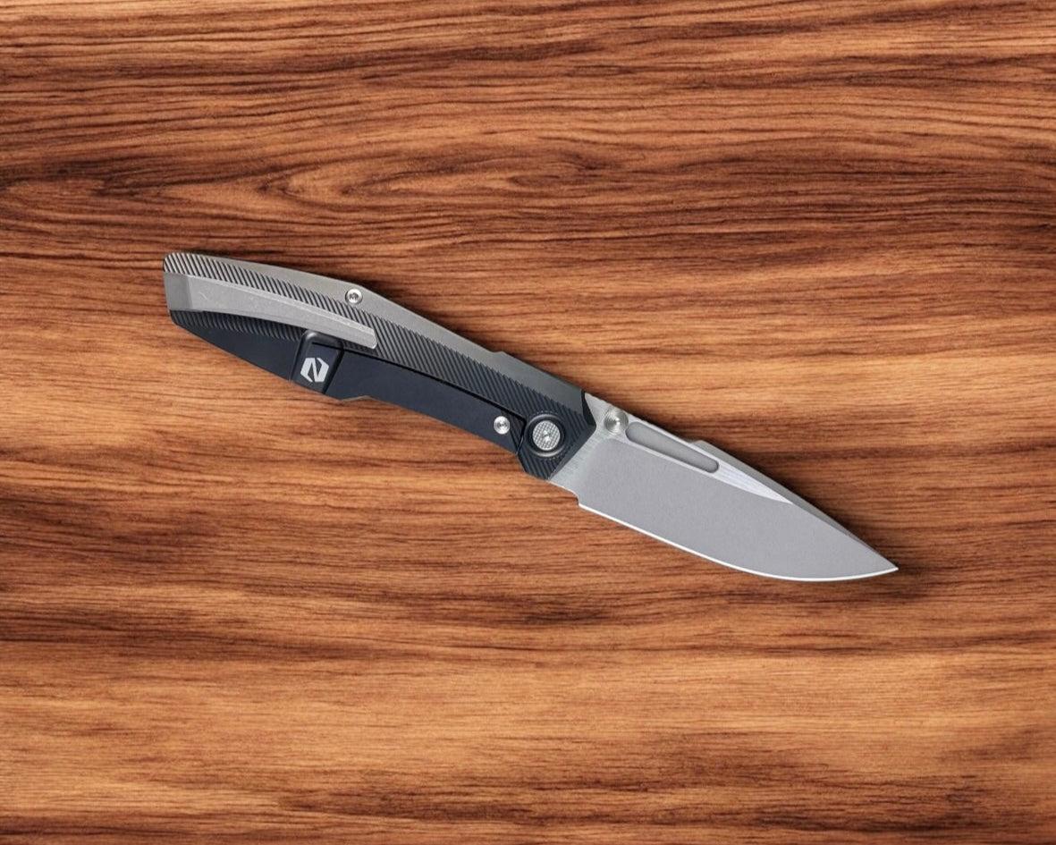 Null Knives-Null Knives Raiden R2 - Milled Black PVD Handle - Dark Stonewash Magnacut Blade-3-Urban Cutlery