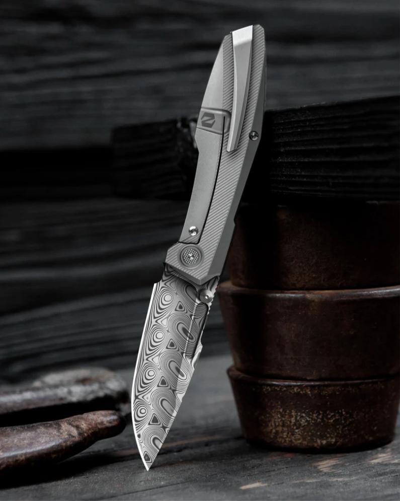 Null Knives-Null Knives Raiden R2 - Type S Blasted Handle - Damasteel Blade-2-Urban Cutlery