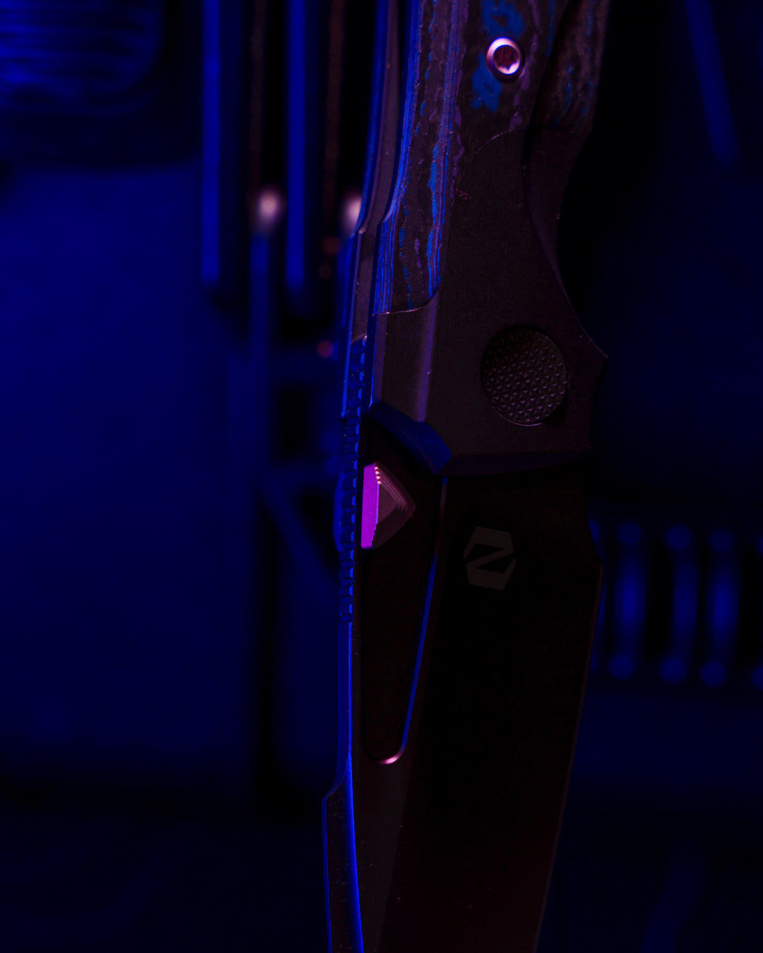 Null Knives-Null Knives UC Exclusive Voodoo Doll - Blurple Camo Carbon Handle - Matte DLC Vanax Blade /35-11-Urban Cutlery
