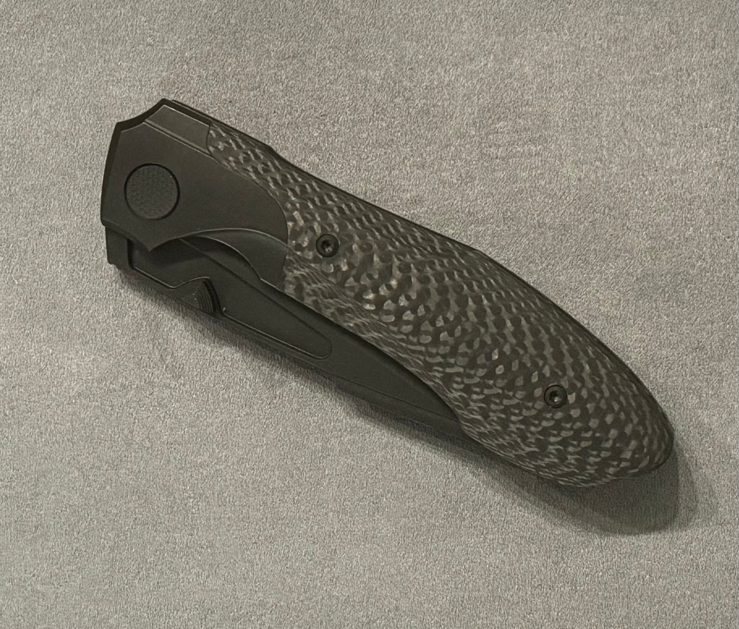 Null Knives-Null Knives Voodoo - Black PVD with Weave Carbon Fiber Inlay Handle - Black PVD with Light Stonewash Finish Blade-3-Urban Cutlery