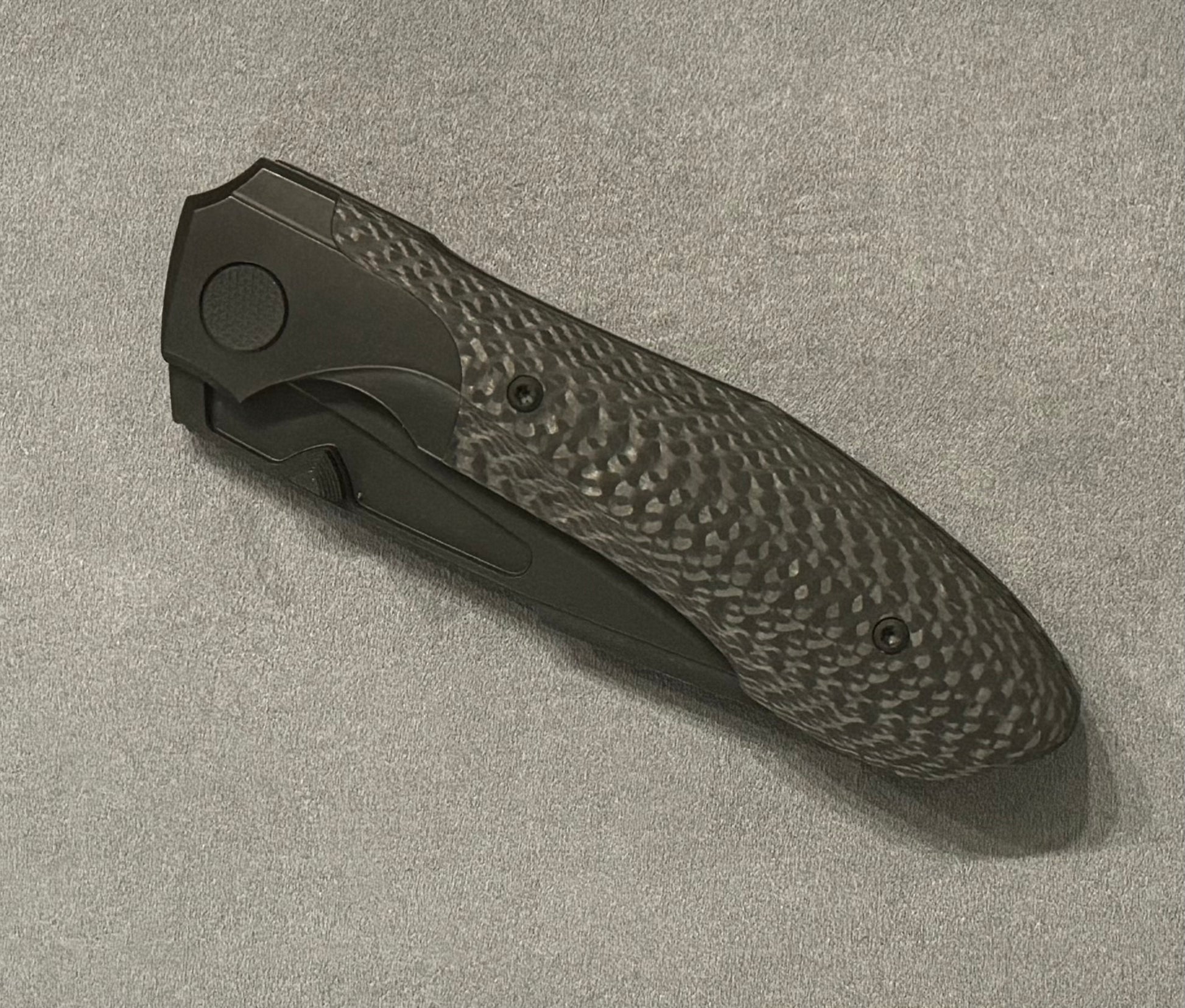 Null Knives-Null Knives Voodoo - Black PVD with Weave Carbon Fiber Inlay Handle - Black PVD with Light Stonewash Finish Blade-3-Urban Cutlery