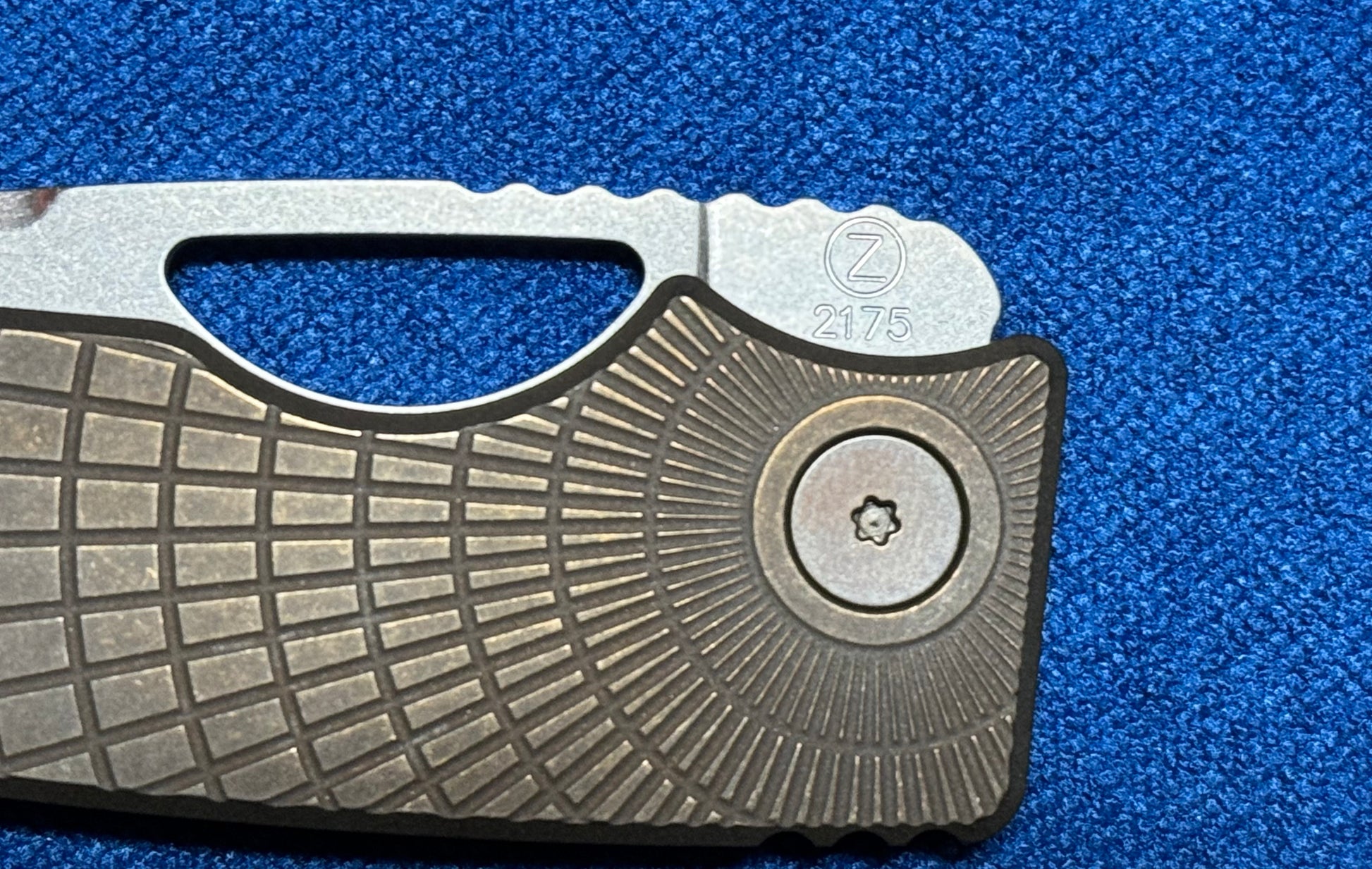 OZ Machine Company-OZ Machine Company - Roosevelt - Bronze Radial Frag - SW Magnacut Blade #2175-6-Urban Cutlery