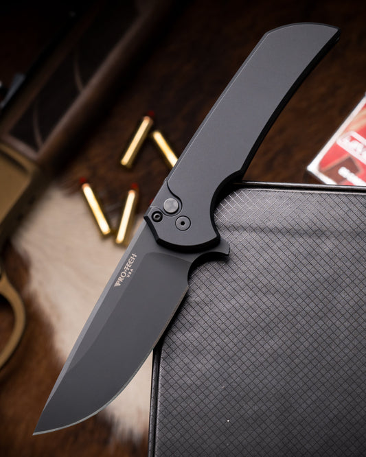 Pro-Tech Mordax (MX103) - Black Handle - DLC Black Magnacut Blade - DLC Black Mini Deep Carry Clip