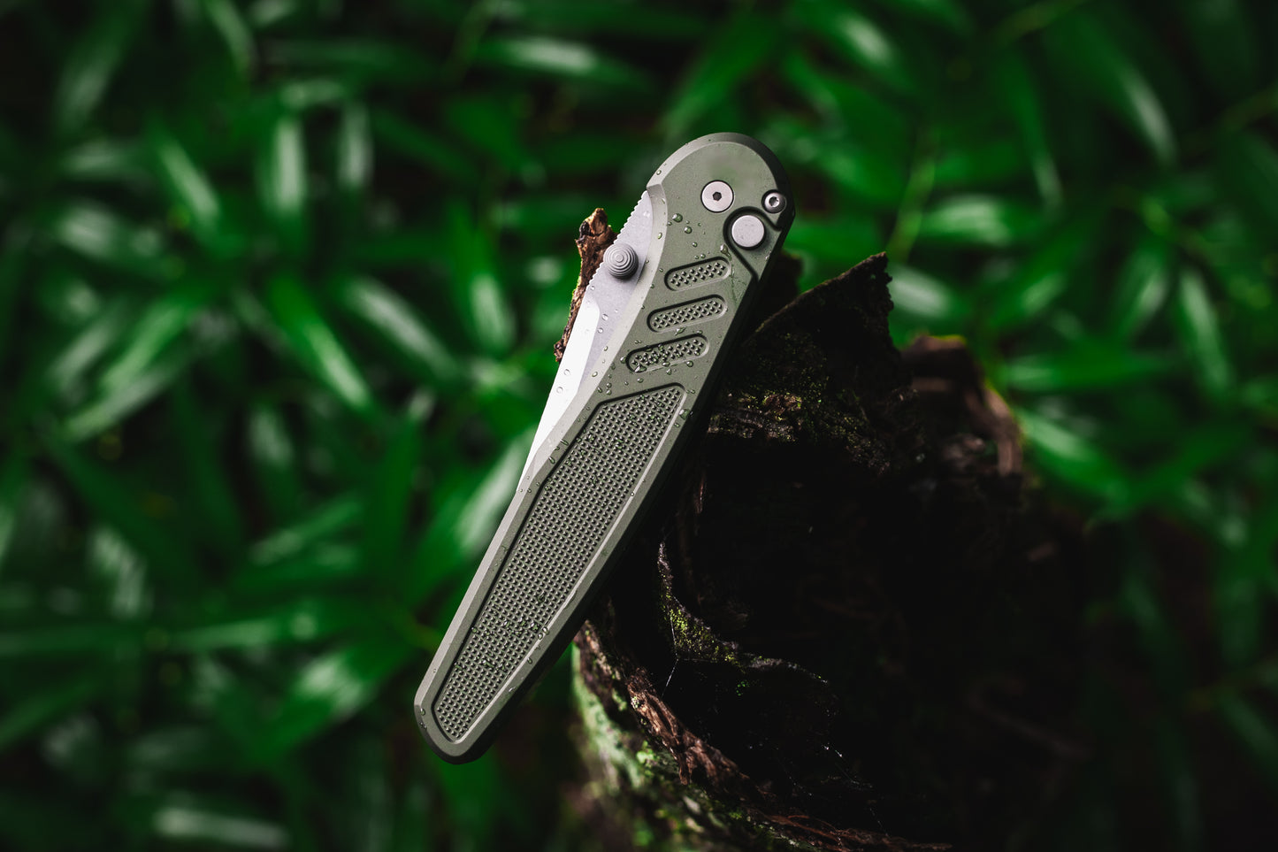 Pro-Tech x Peace Neighbor Avalon PN1101.Green  - Knurled Green Aluminum Handle - Stonewash Magnacut Blade - Blasted Thumb Studs and Hardware - Blasted Long Deep Carry Clip