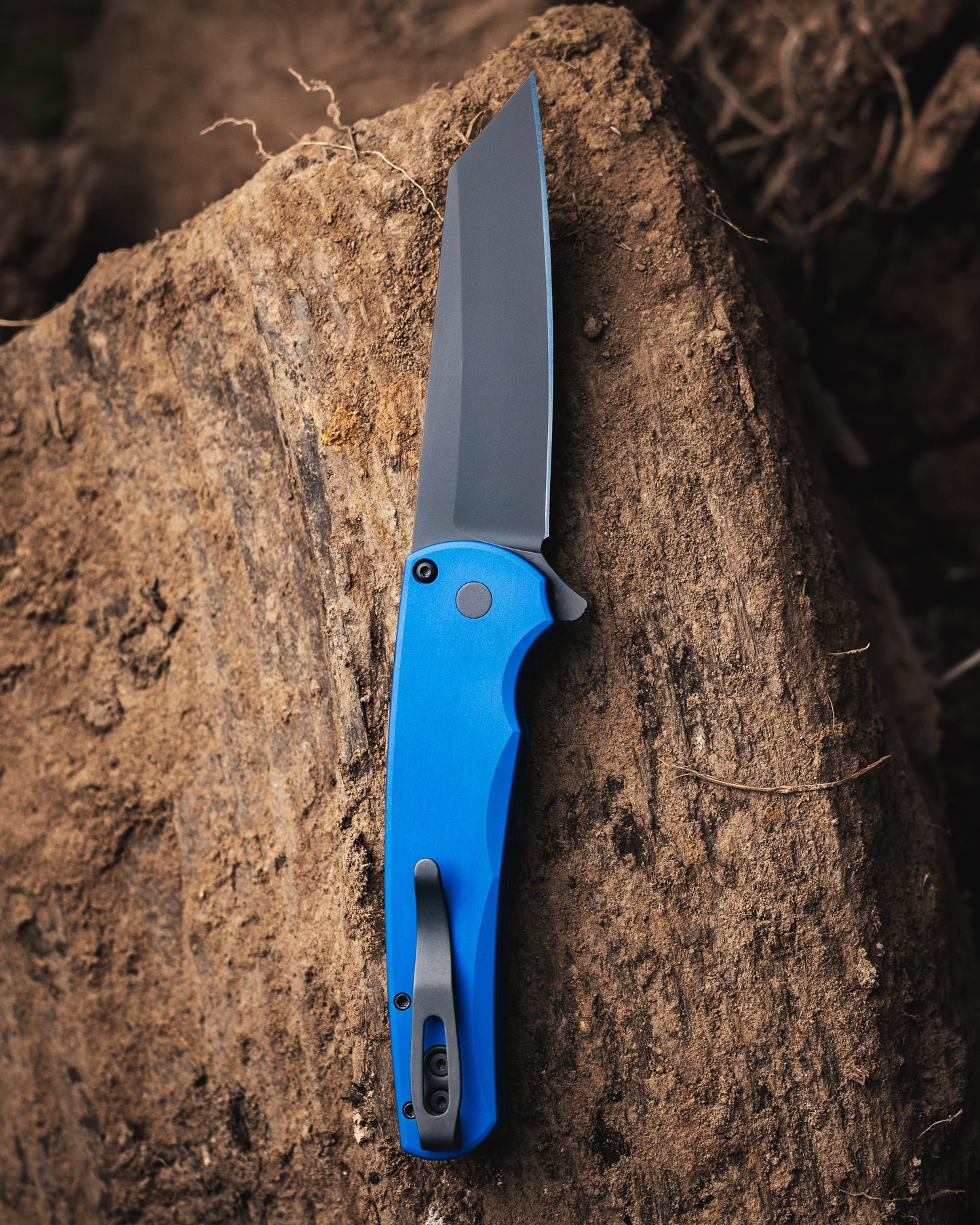 Pro-Tech 5403.Blue Malibu - Blue Handle - DLC Black Reverse Tanto Magnacut Blade - Black Hardware