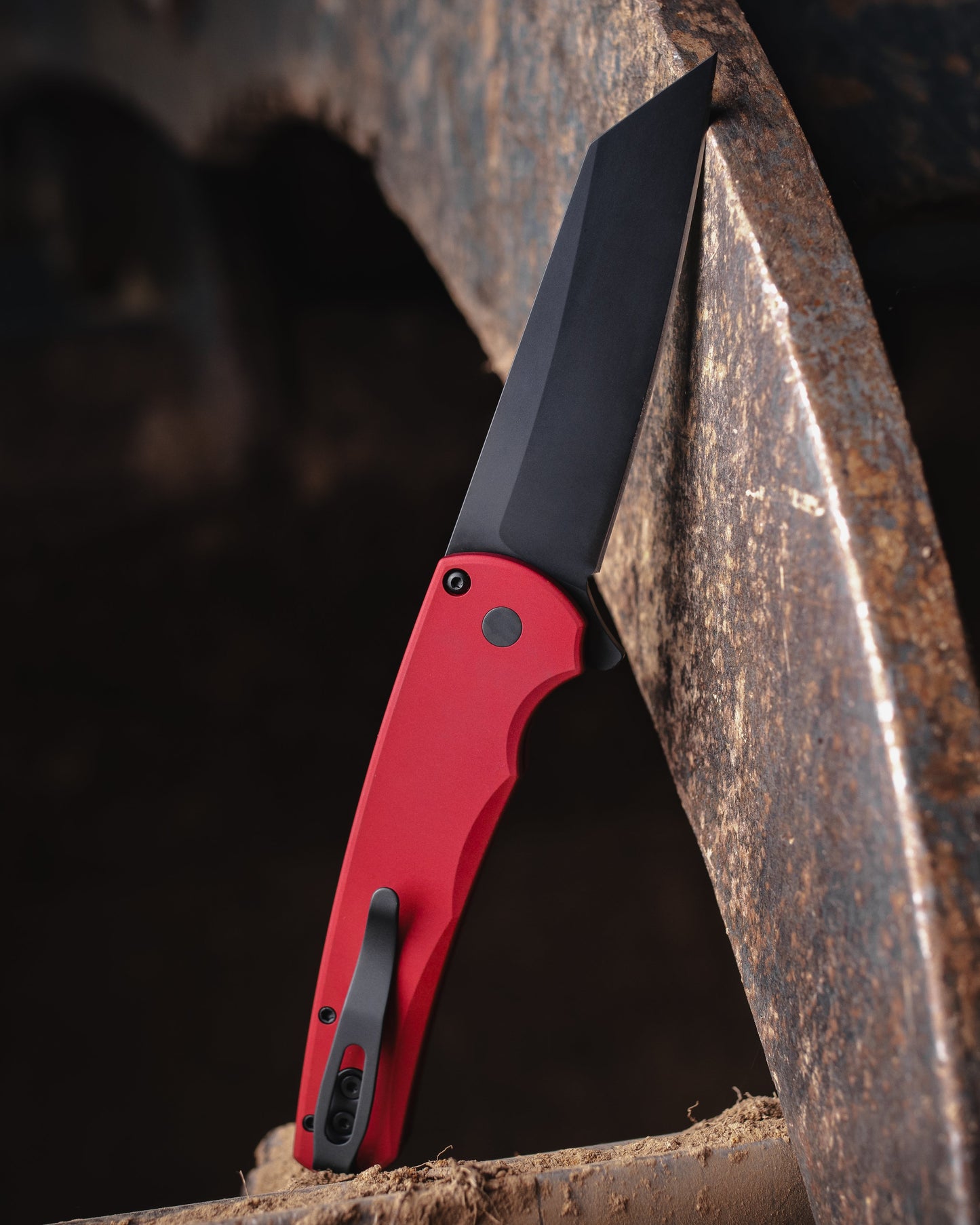 Pro-Tech 5403.Red Malibu - Red Handle - DLC Black Reverse Tanto Magnacut Blade - Black Hardware