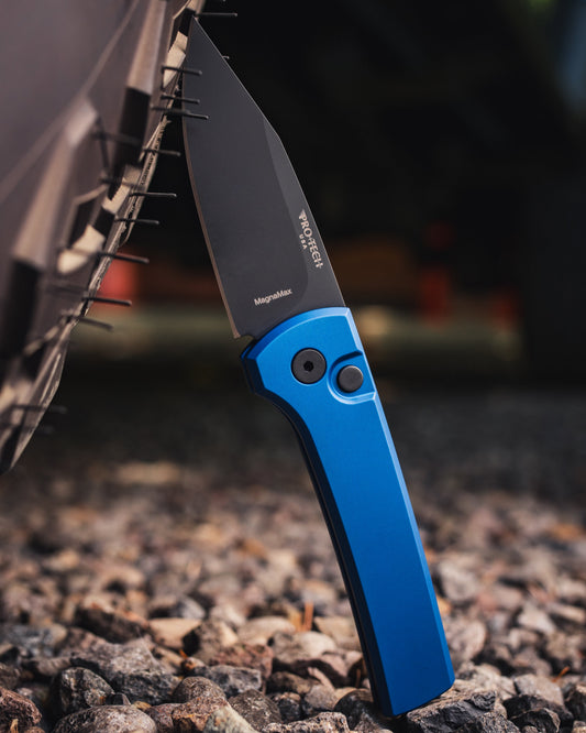 Chaves x ProTech Scapegoat RCS1103.Blue Auto - Blue Handles - DLC Black MAGNAMAX Blade - Black Hardware