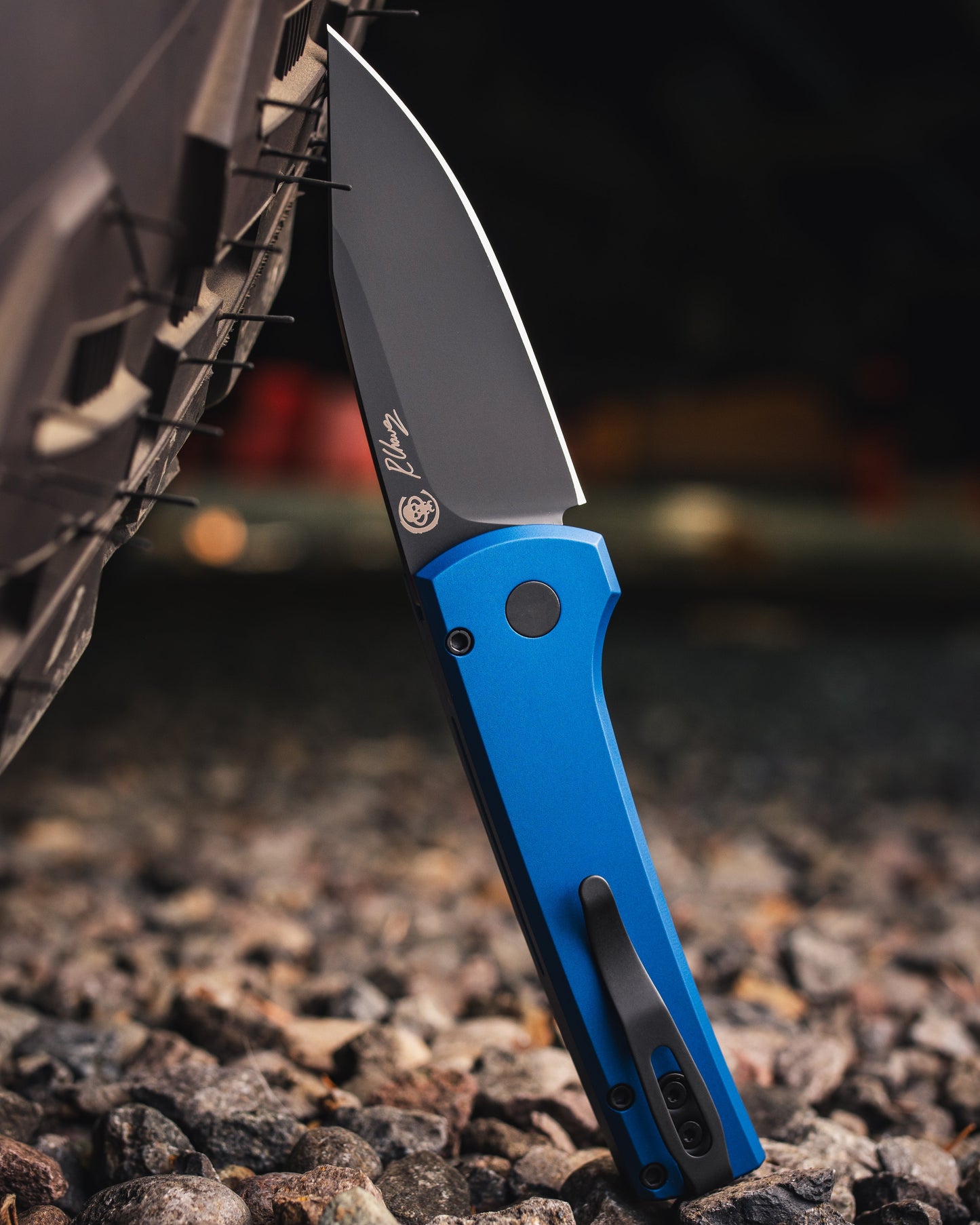 Chaves x ProTech Scapegoat RCS1103.Blue Auto - Blue Handles - DLC Black MAGNAMAX Blade - Black Hardware