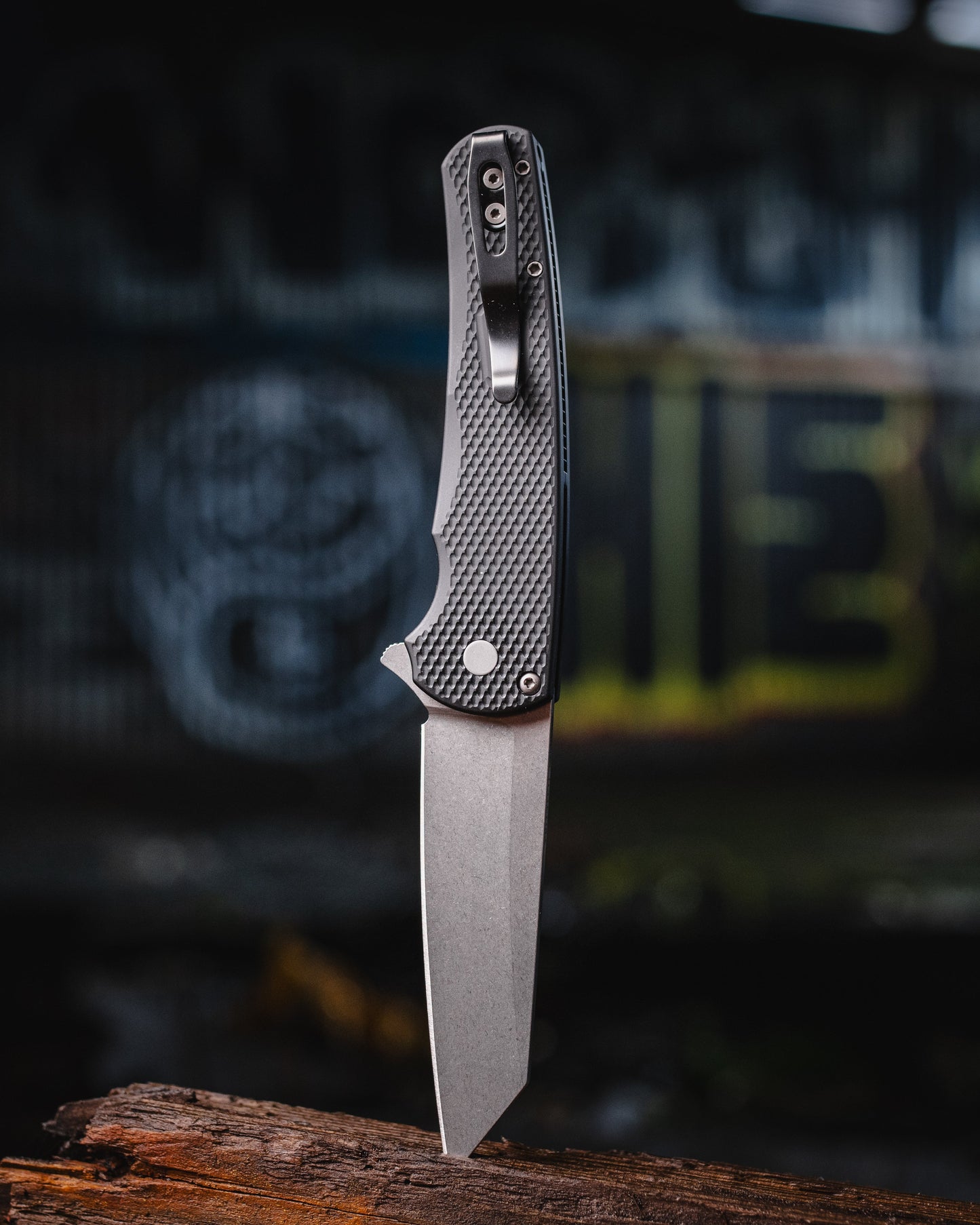 Pro-Tech 5405 Malibu - Textured Black Handle - Stonewash Reverse Tanto Magnacut Blade